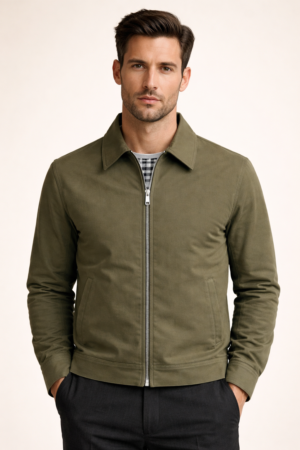 Pietro Lightweight Zip Jacket Khaki