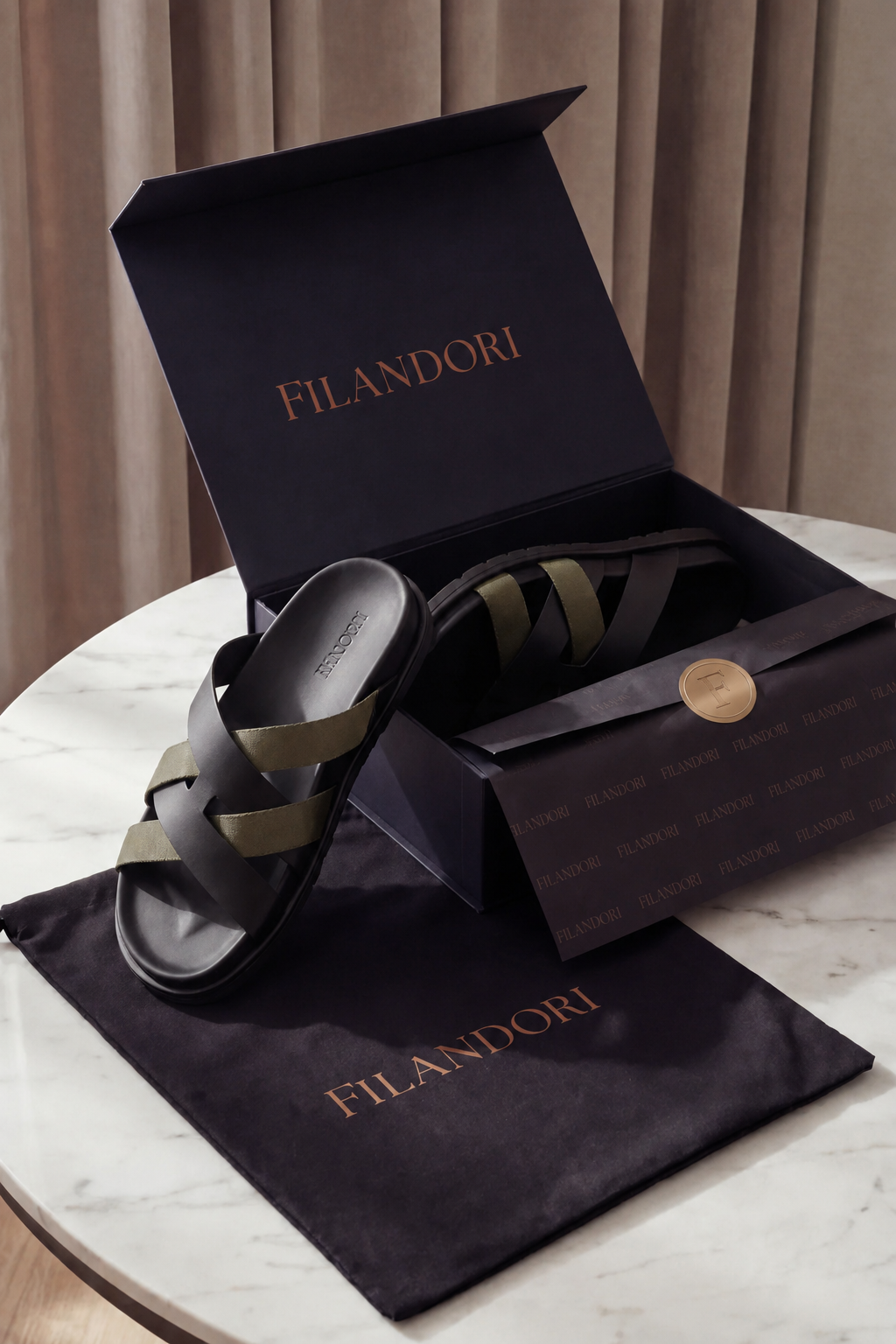 Tuscana Sandal Black/Olive Green