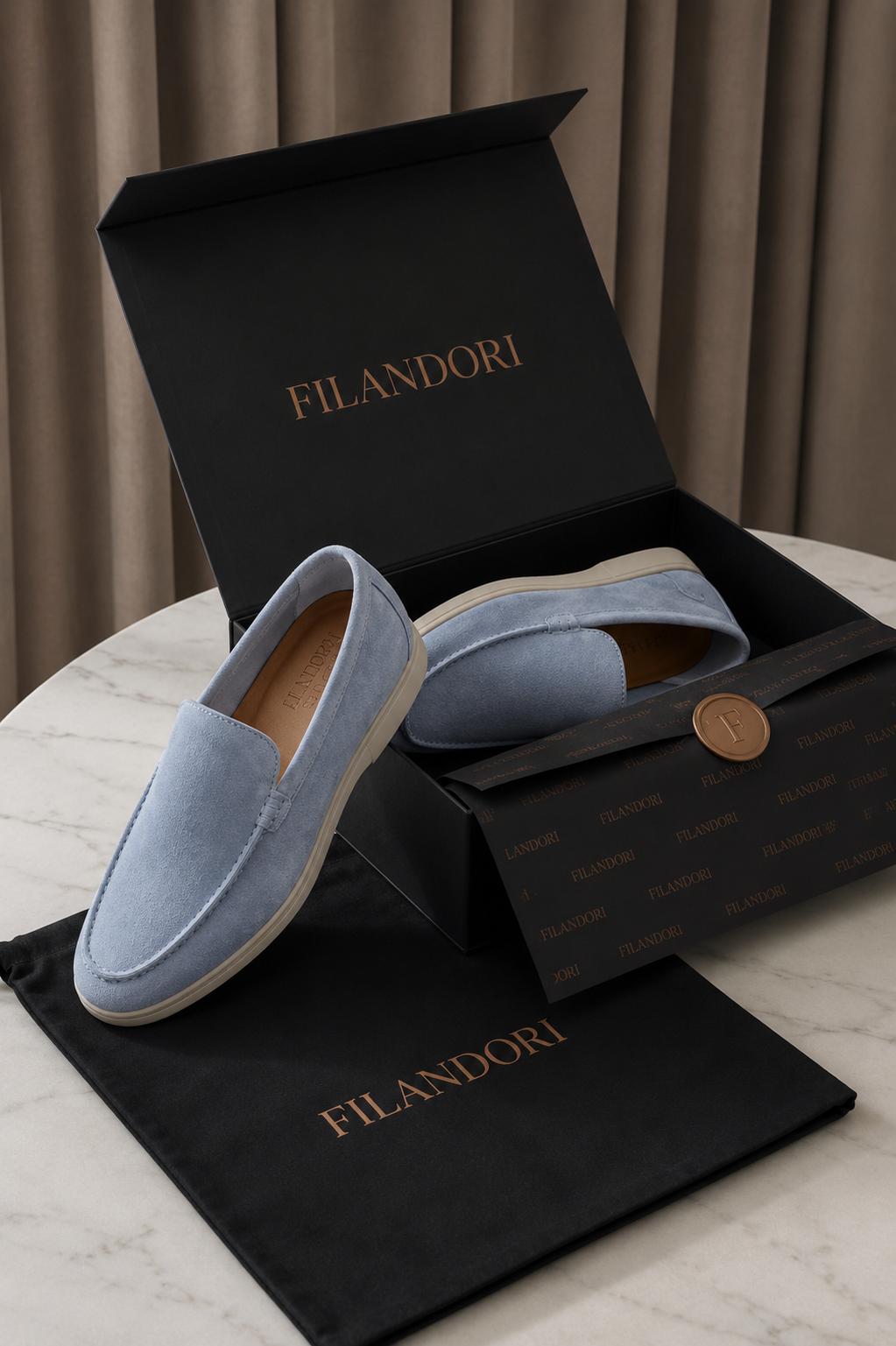 Filandori Suede Loafers Light Blue