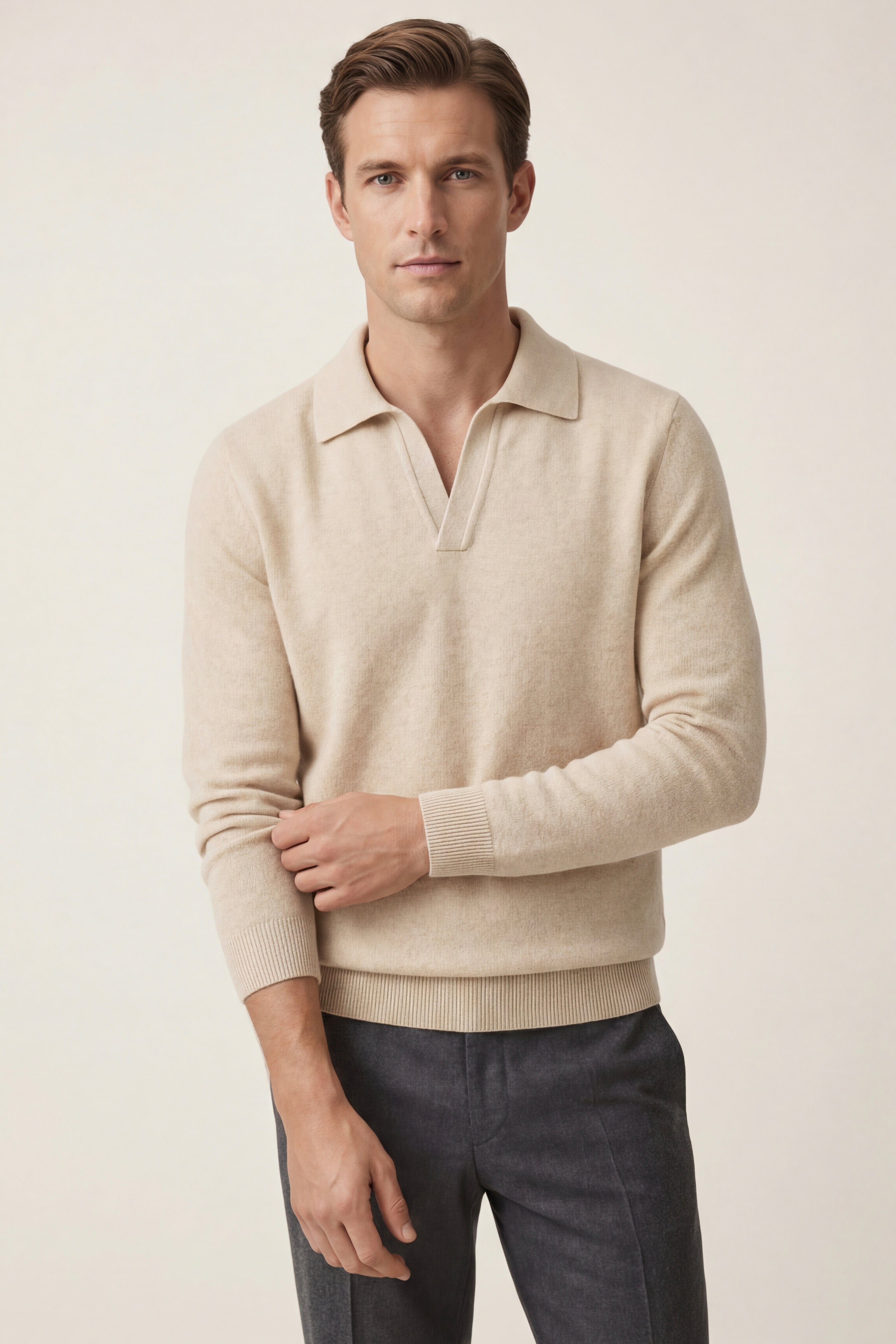 Filandori Cashmere Polo Knit Oatmeal