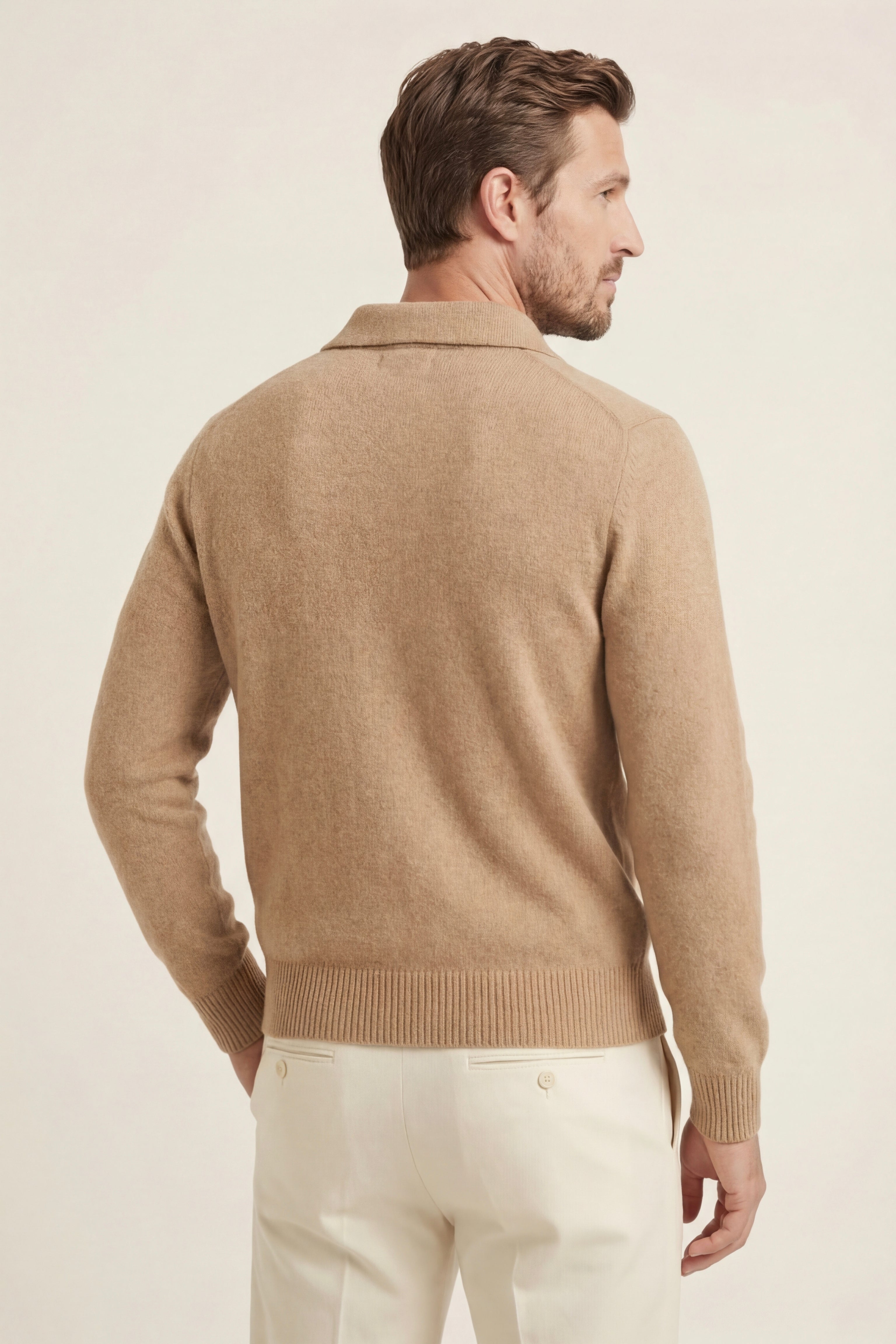 Filandori Cashmere Polo Knit Light Brown
