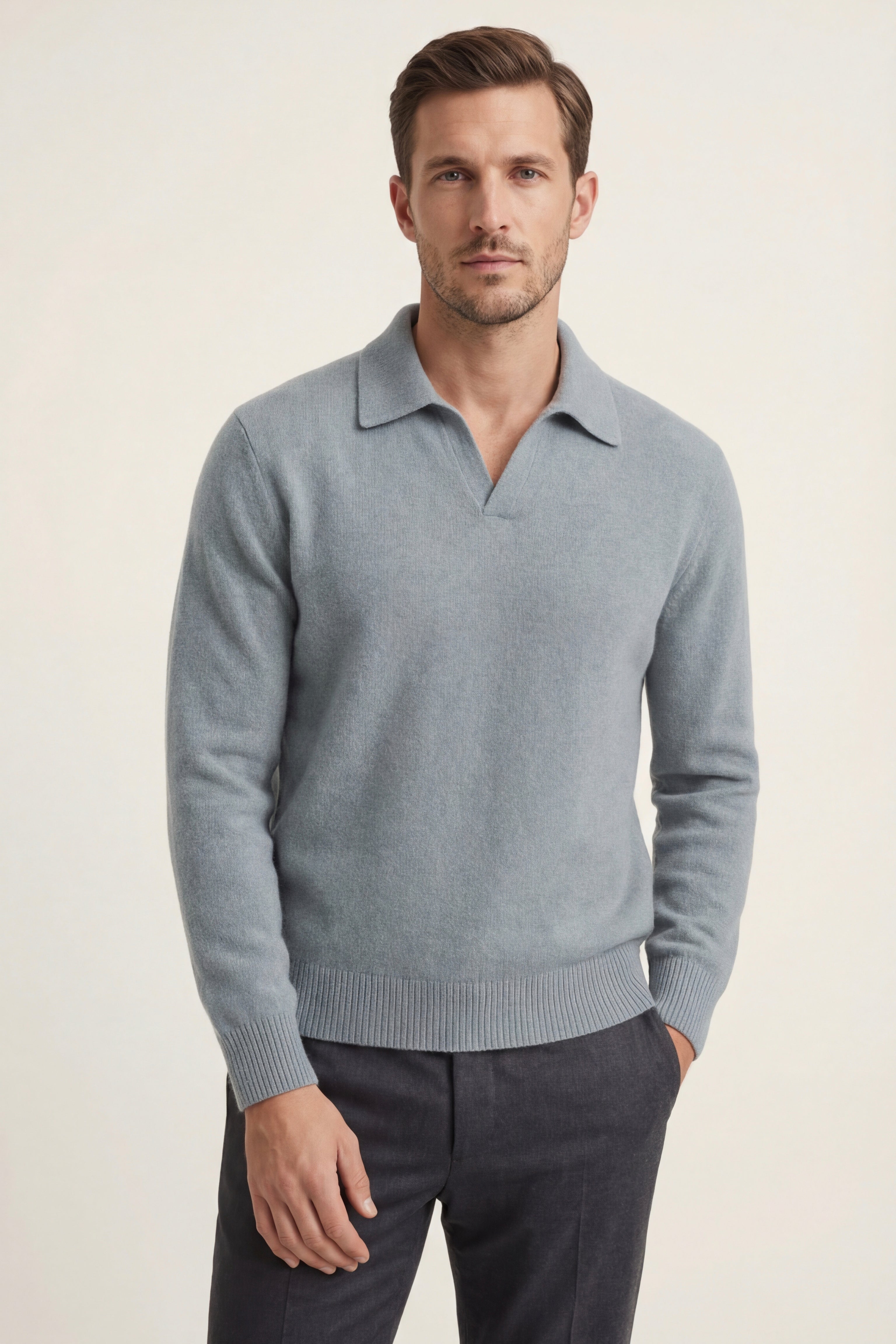 Filandori Cashmere Polo Knit Light Blue
