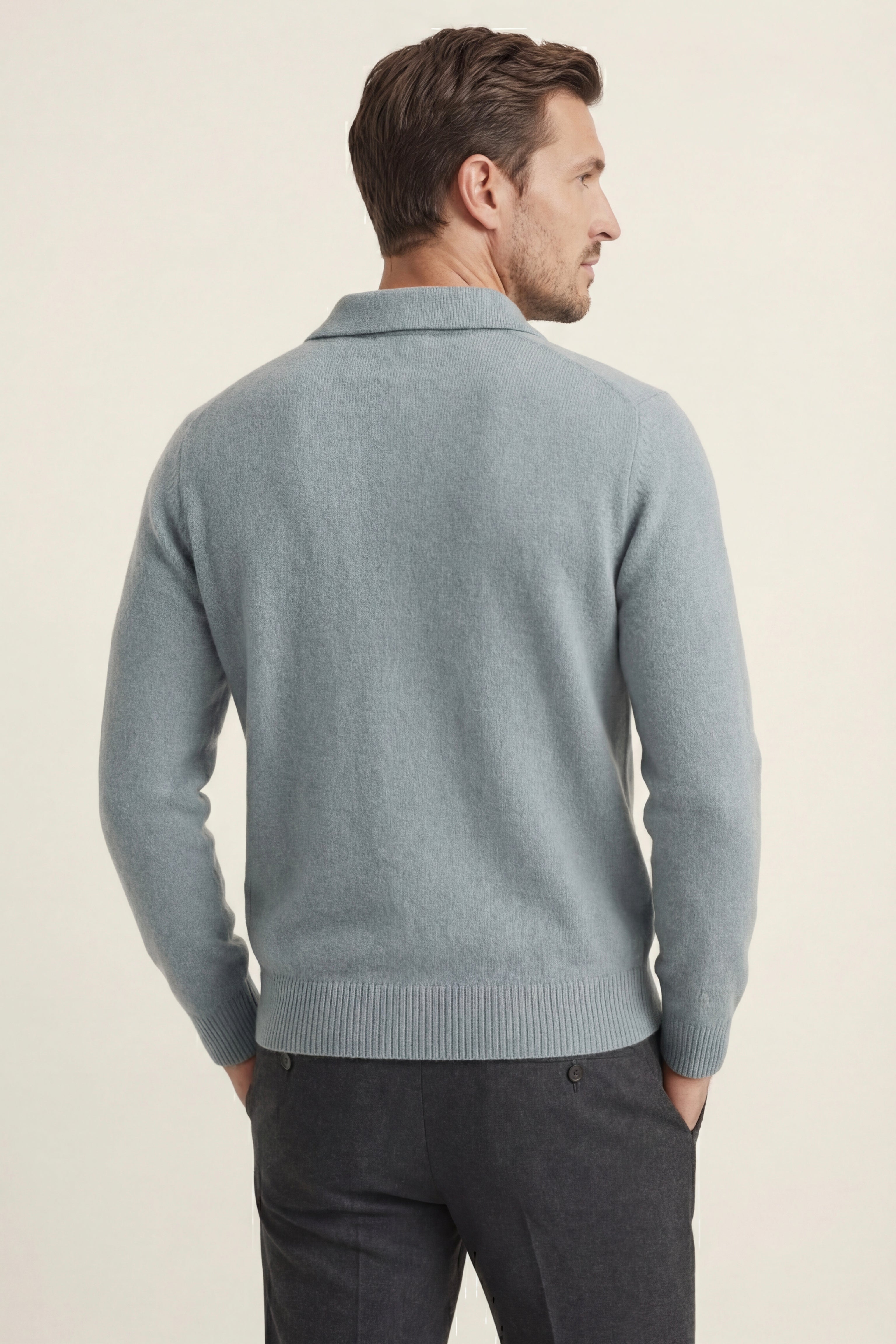 Filandori Cashmere Polo Knit Light Blue