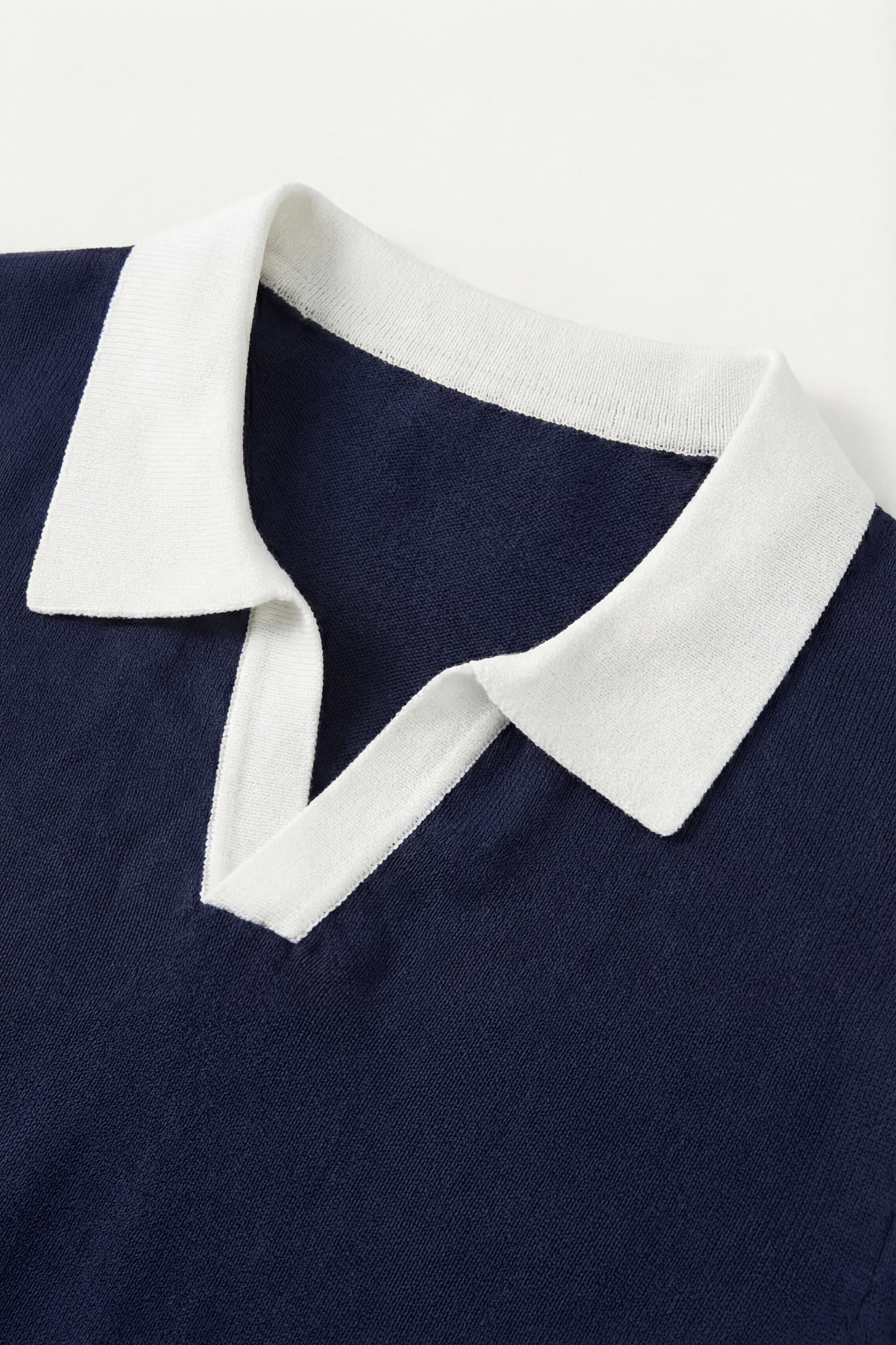 Asti Lapel Knit Polo Navy