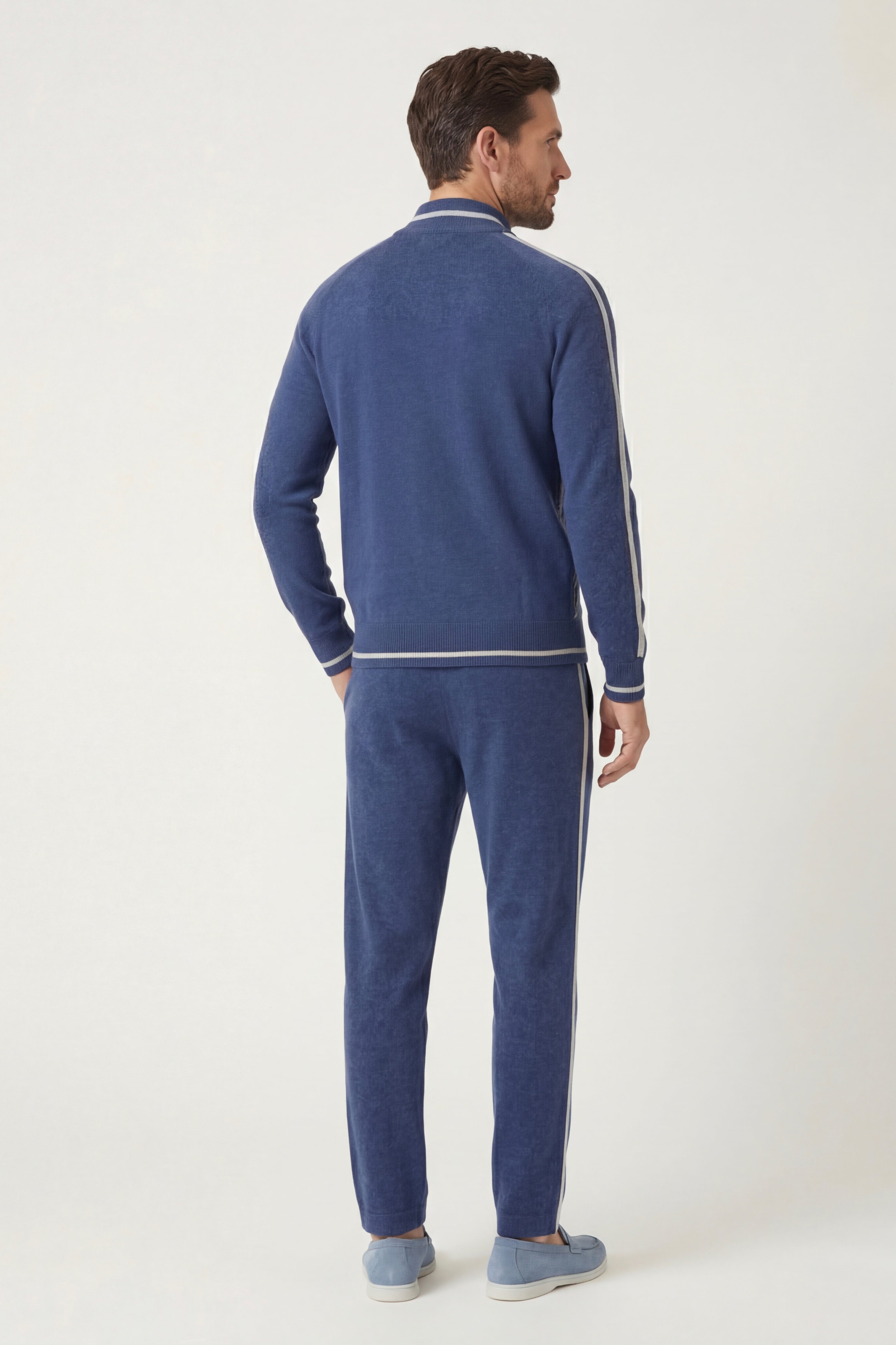 Enzo Cashmere Full-Zip Set Navy