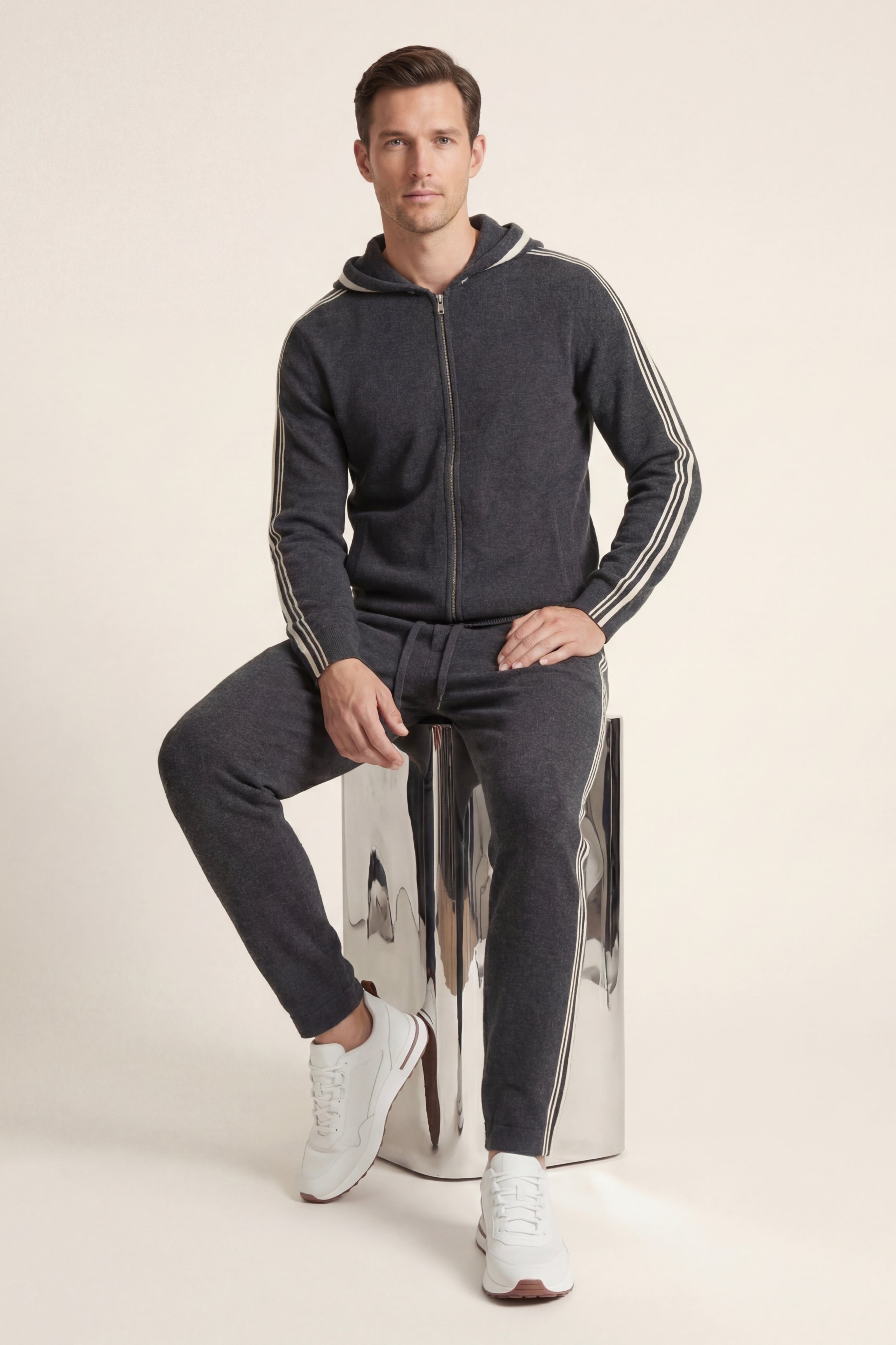 Giancarlo Hooded Zip Set Dark Grey