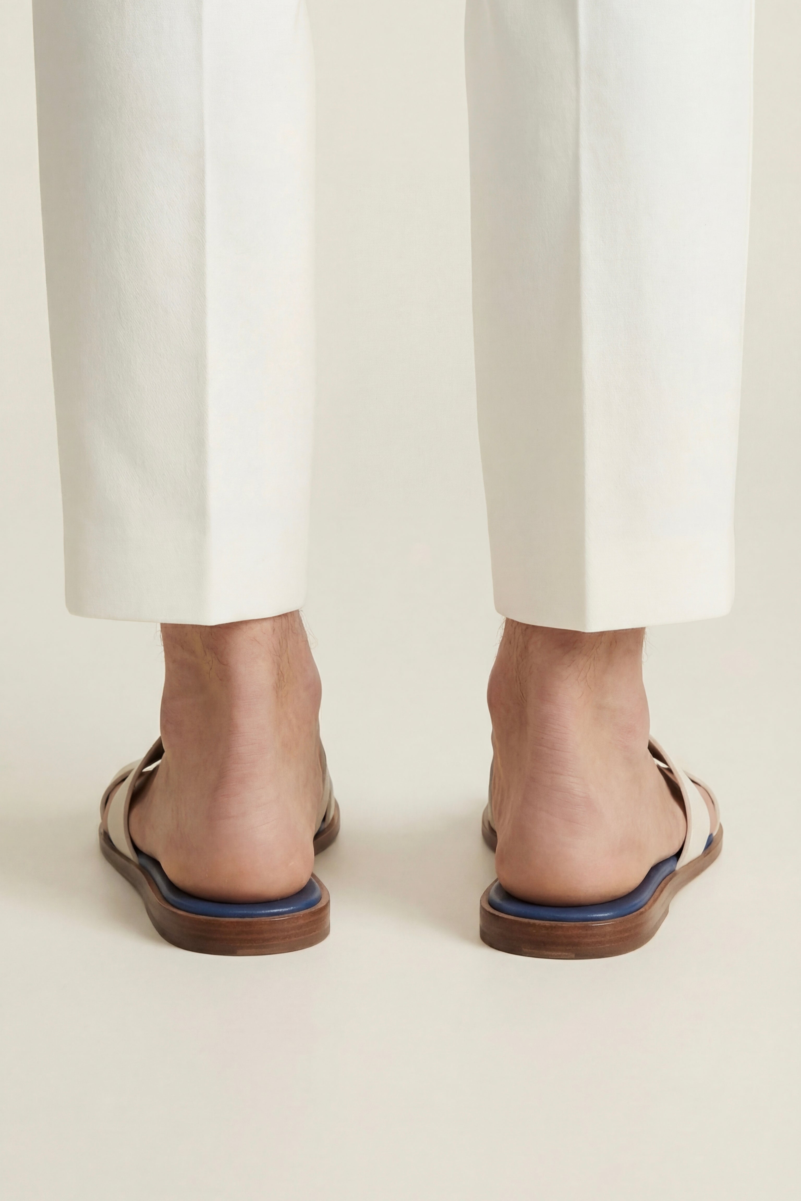 Arezzo Leather Sandal Ivory & Blue