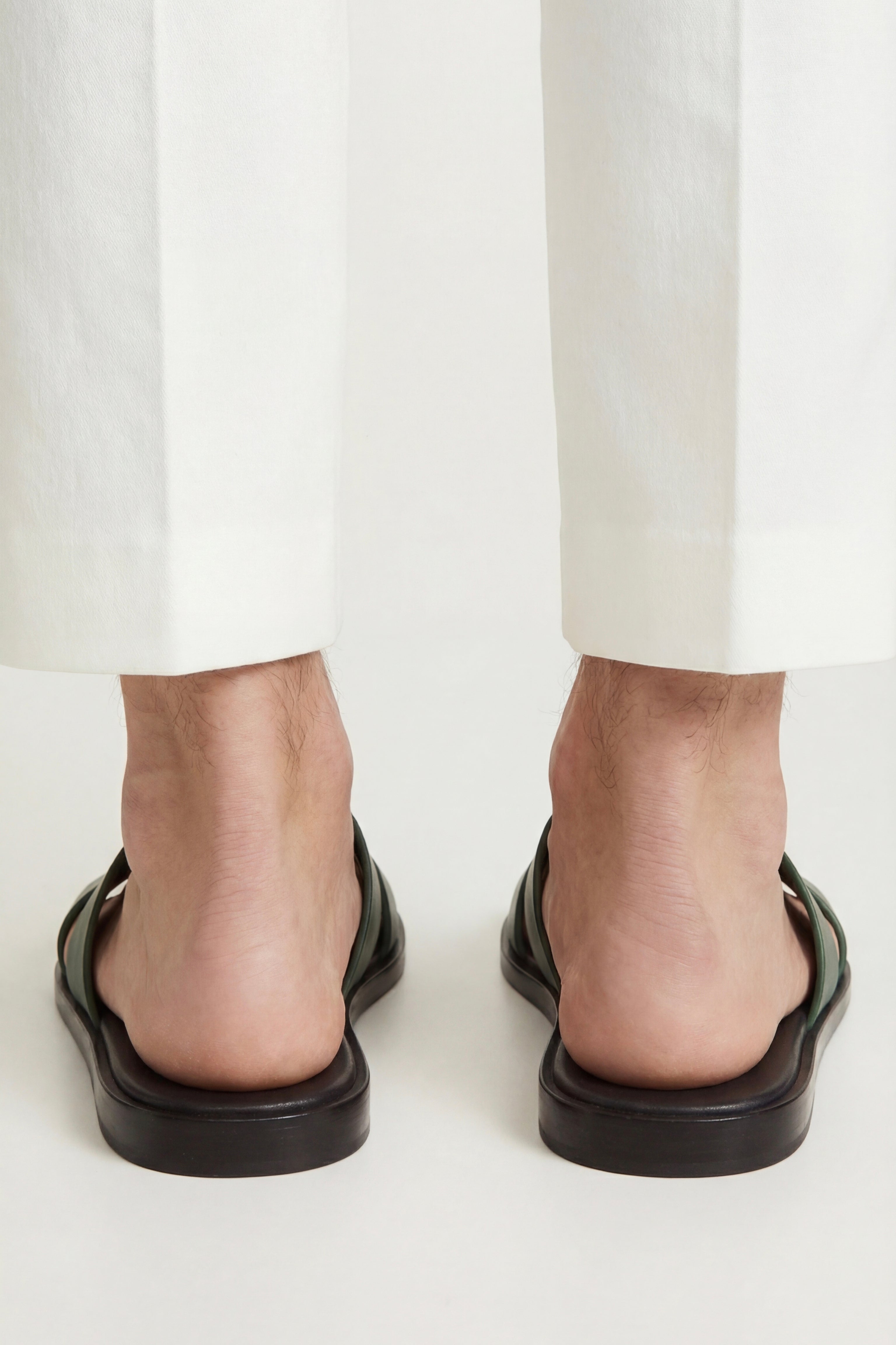 Arezzo Leather Sandal Dark Green