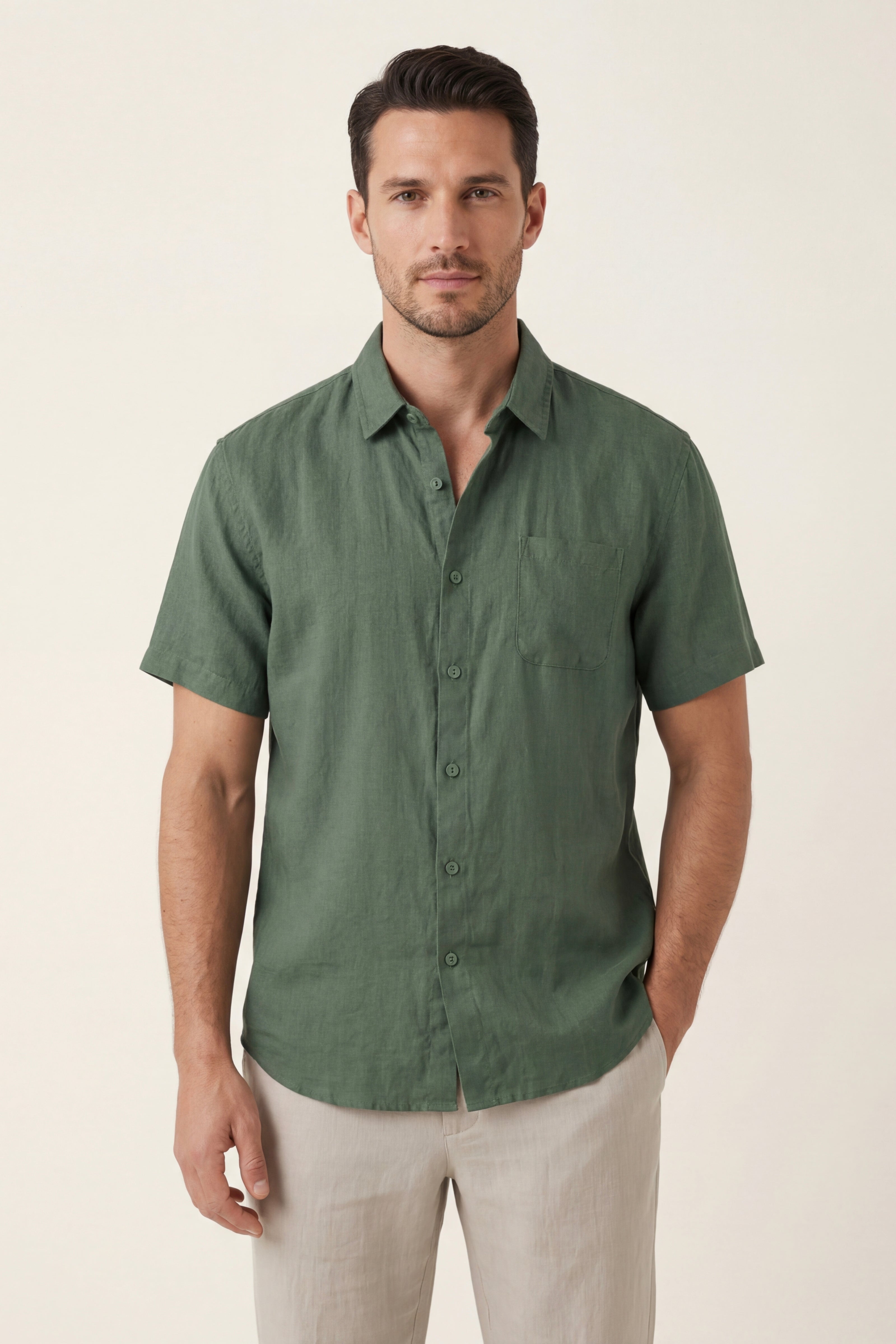 Vicenza Linen Short Sleeve Green