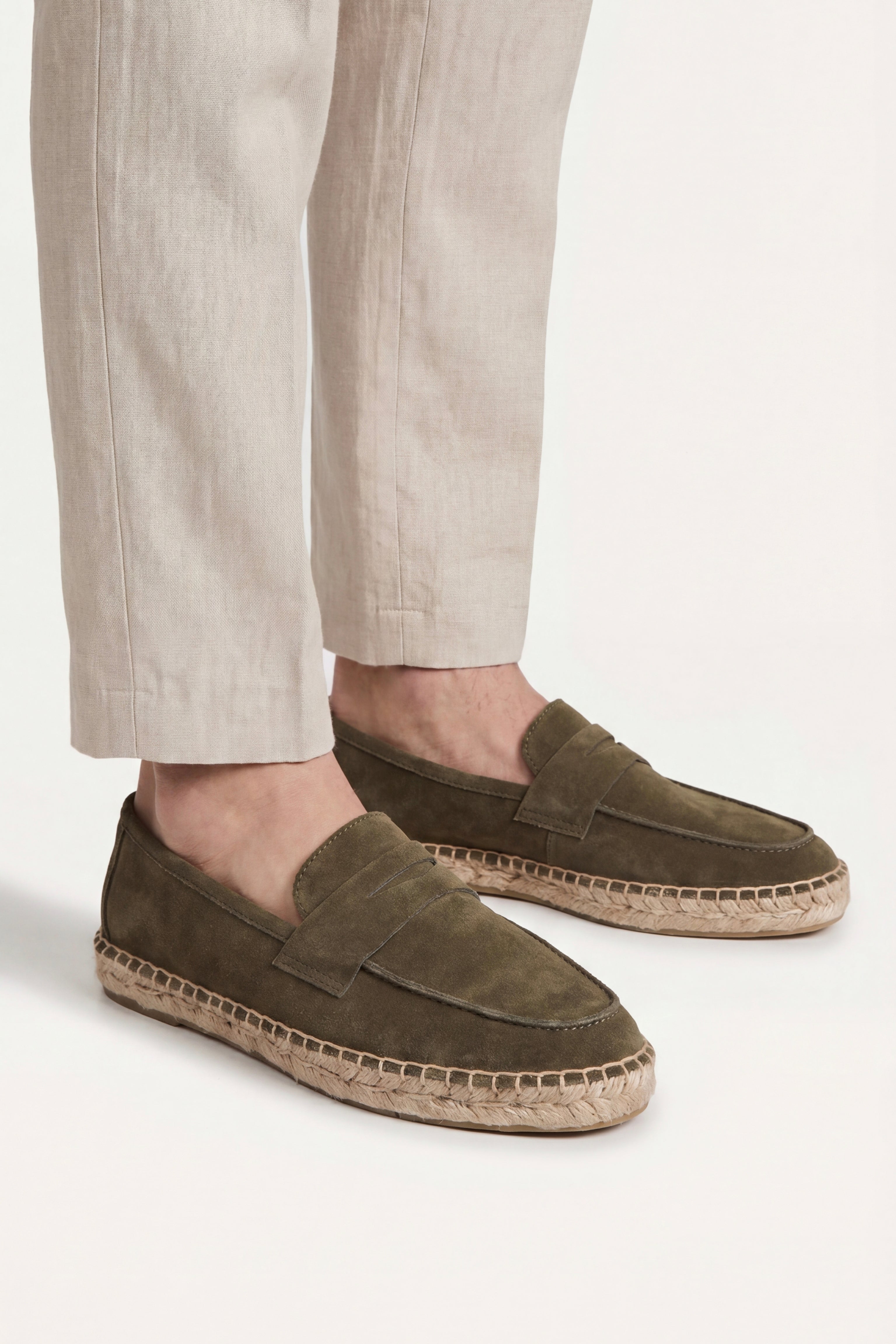 Palermo Suede Espadrille Loafer Olive Green