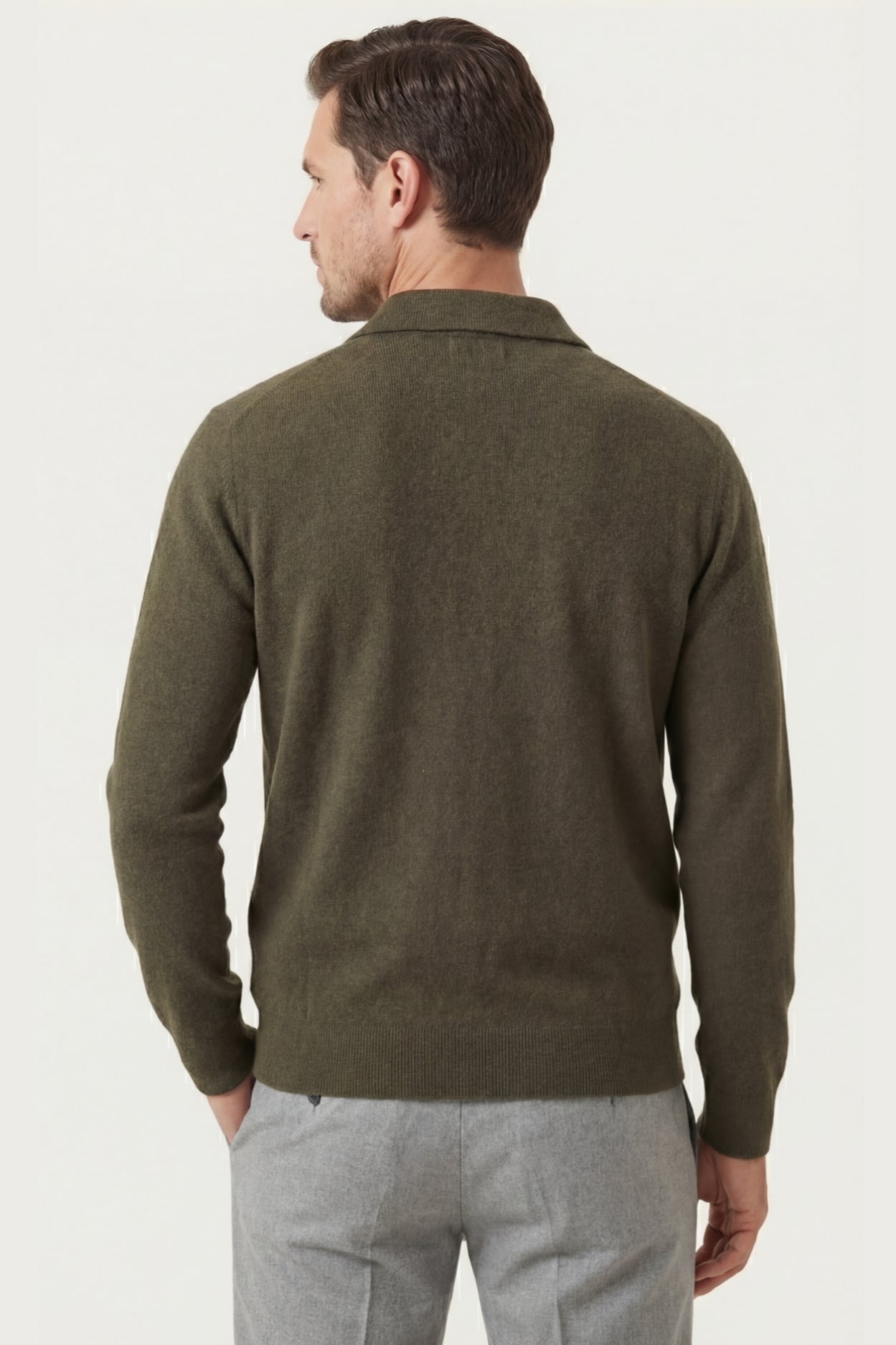 Orvello Dual-Zip Wool Cardigan Army Green