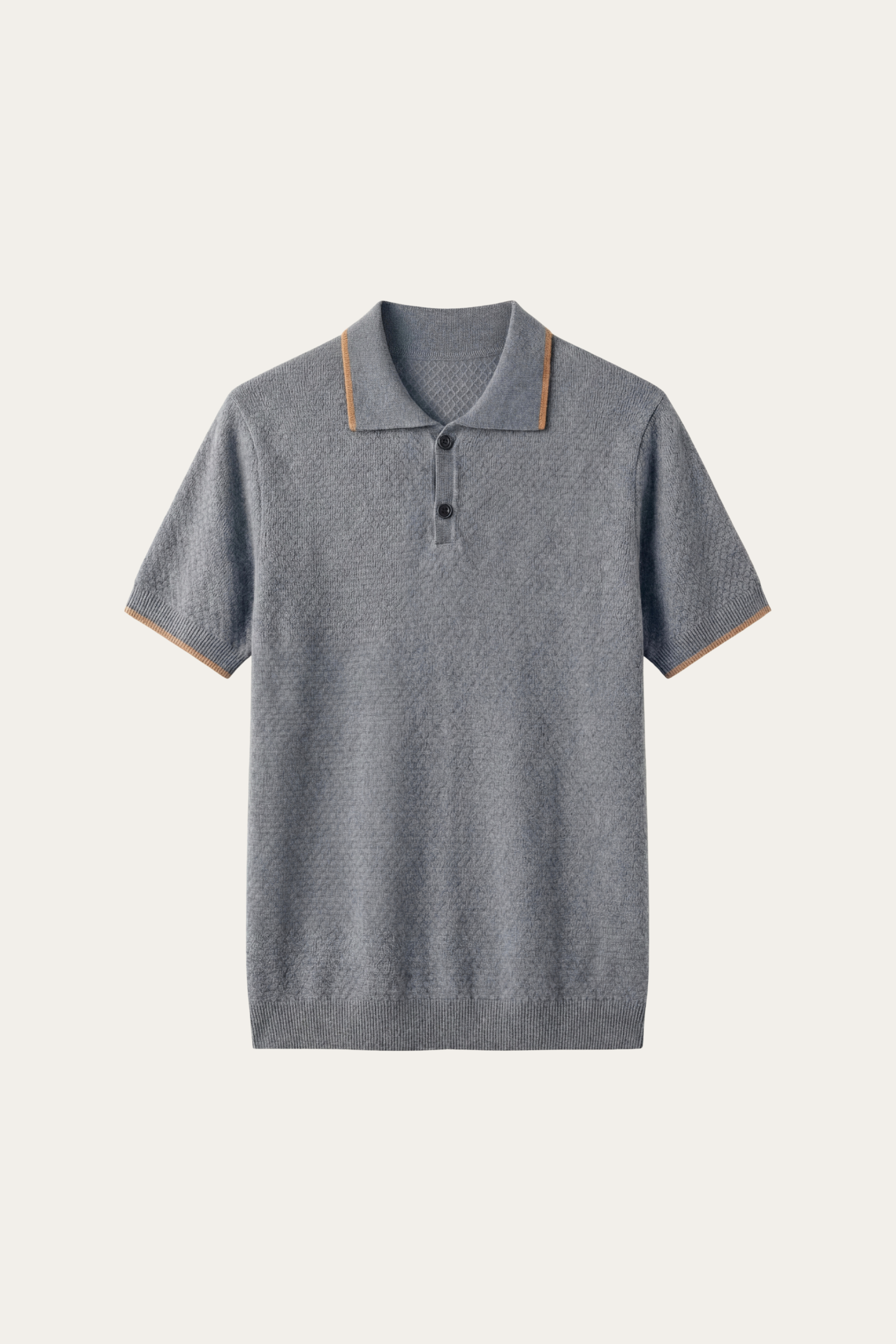 Prato Cashmere Knit Polo Ash Blue