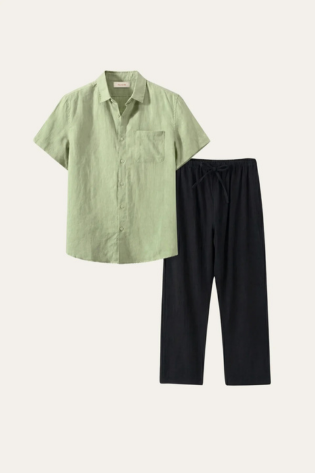Trento Linen Set Mint Green/Black