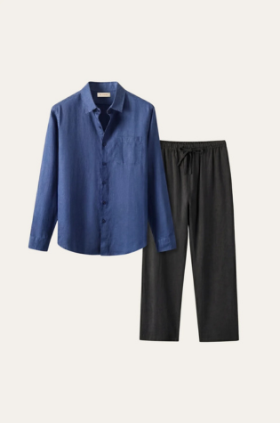 Pisa Linen Set Long Sleeve Blue/Black