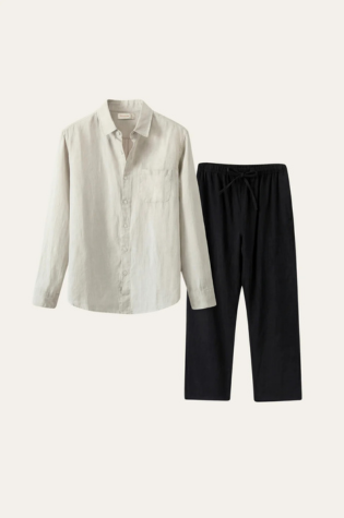 Pisa Linen Set Long Sleeve Beige/Black
