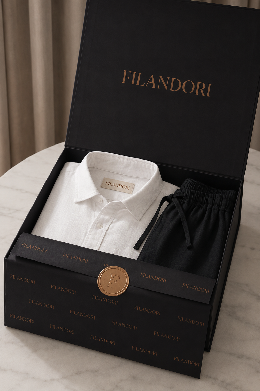 Pisa Linen Set Long Sleeve White/Black