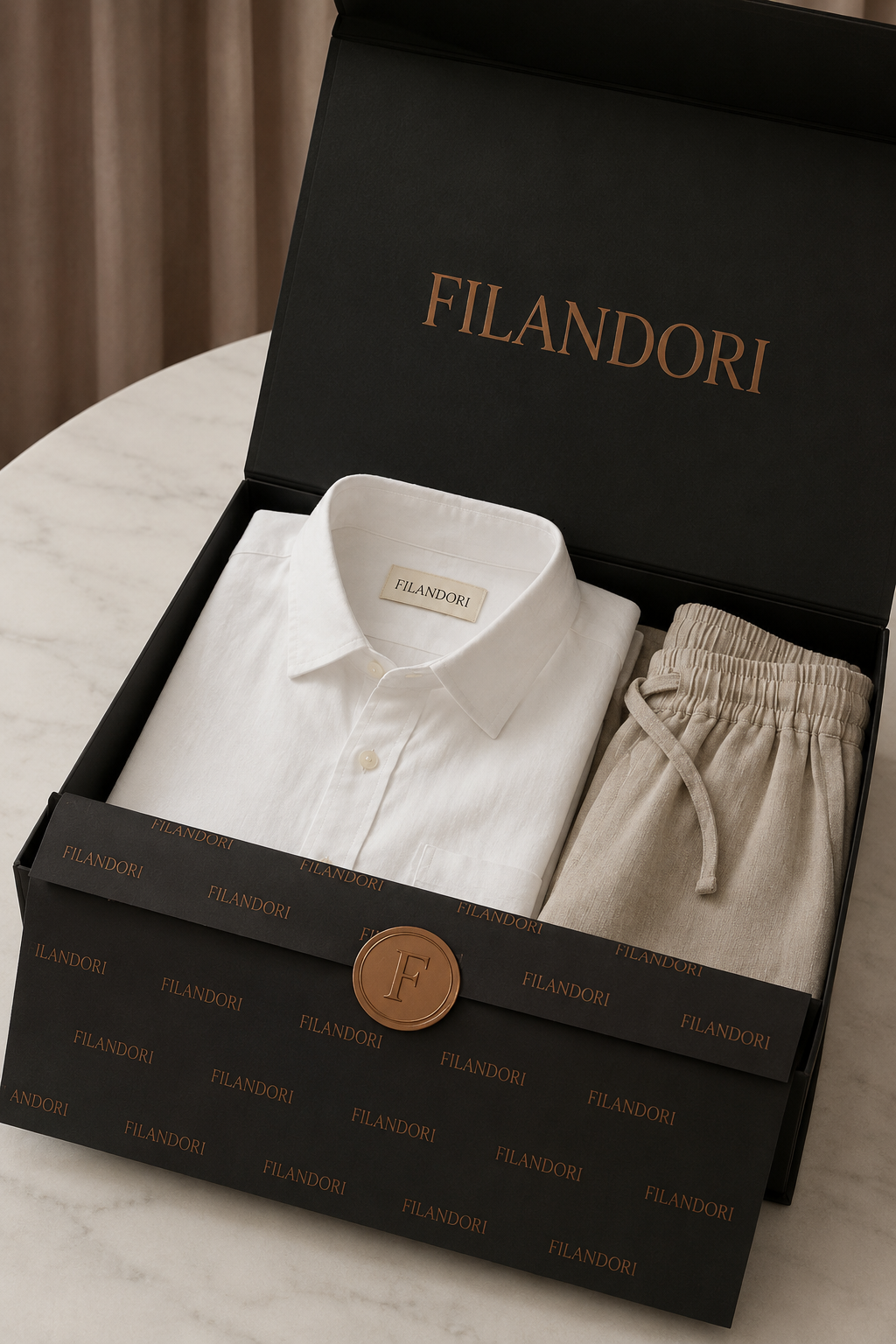 Verona Linen Shirt & Shorts White/Beige