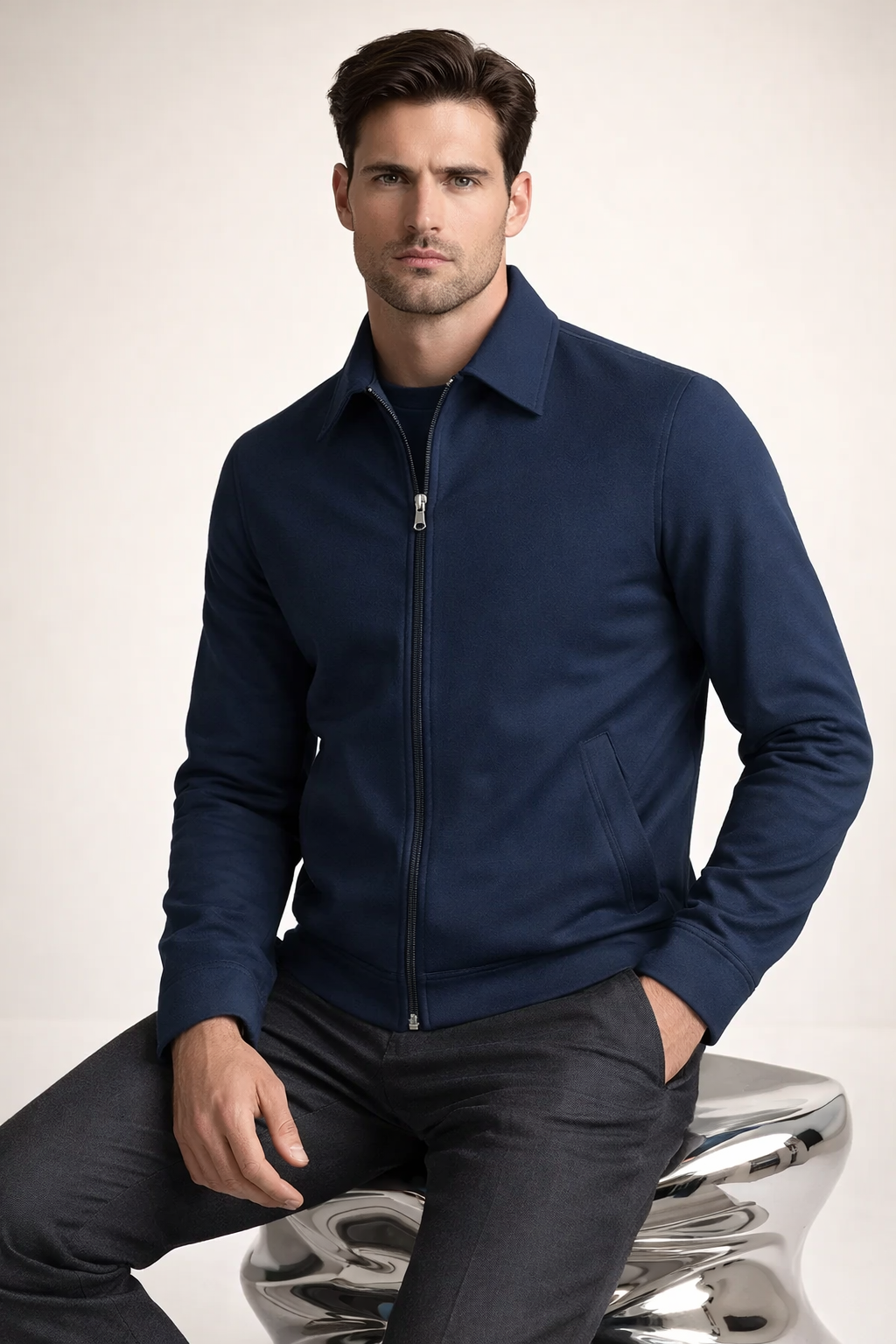 Pietro Lightweight Zip Jacket Blue
