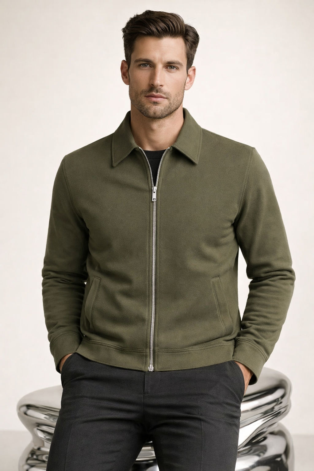 Pietro Lightweight Zip Jacket Khaki