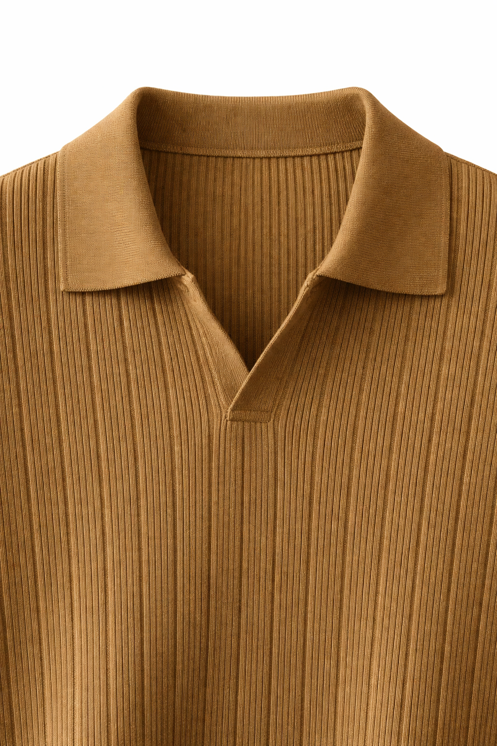 Nicolo Ribbed Knit Polo Caramel