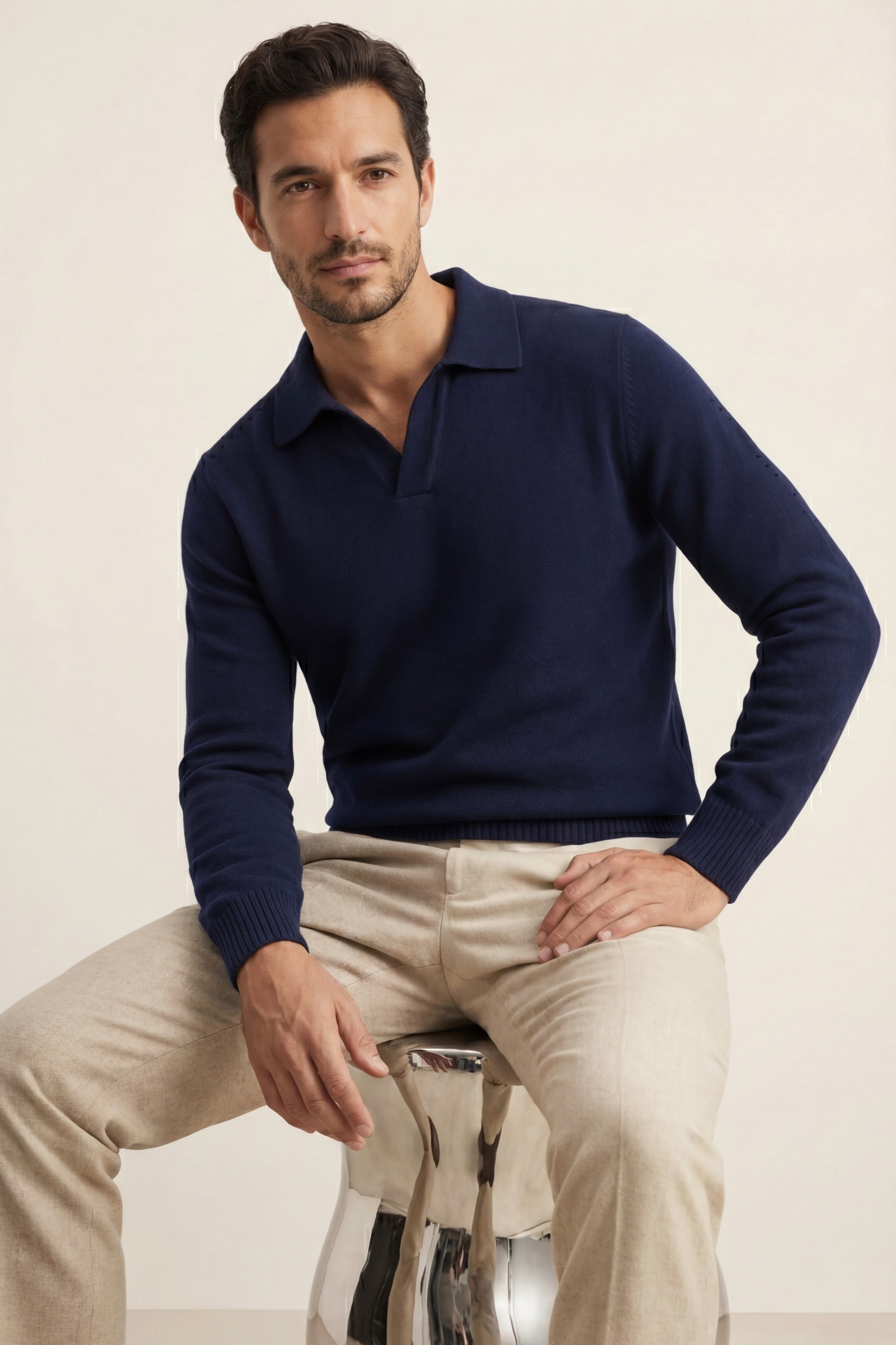 Filandori Cashmere Polo Knit Navy