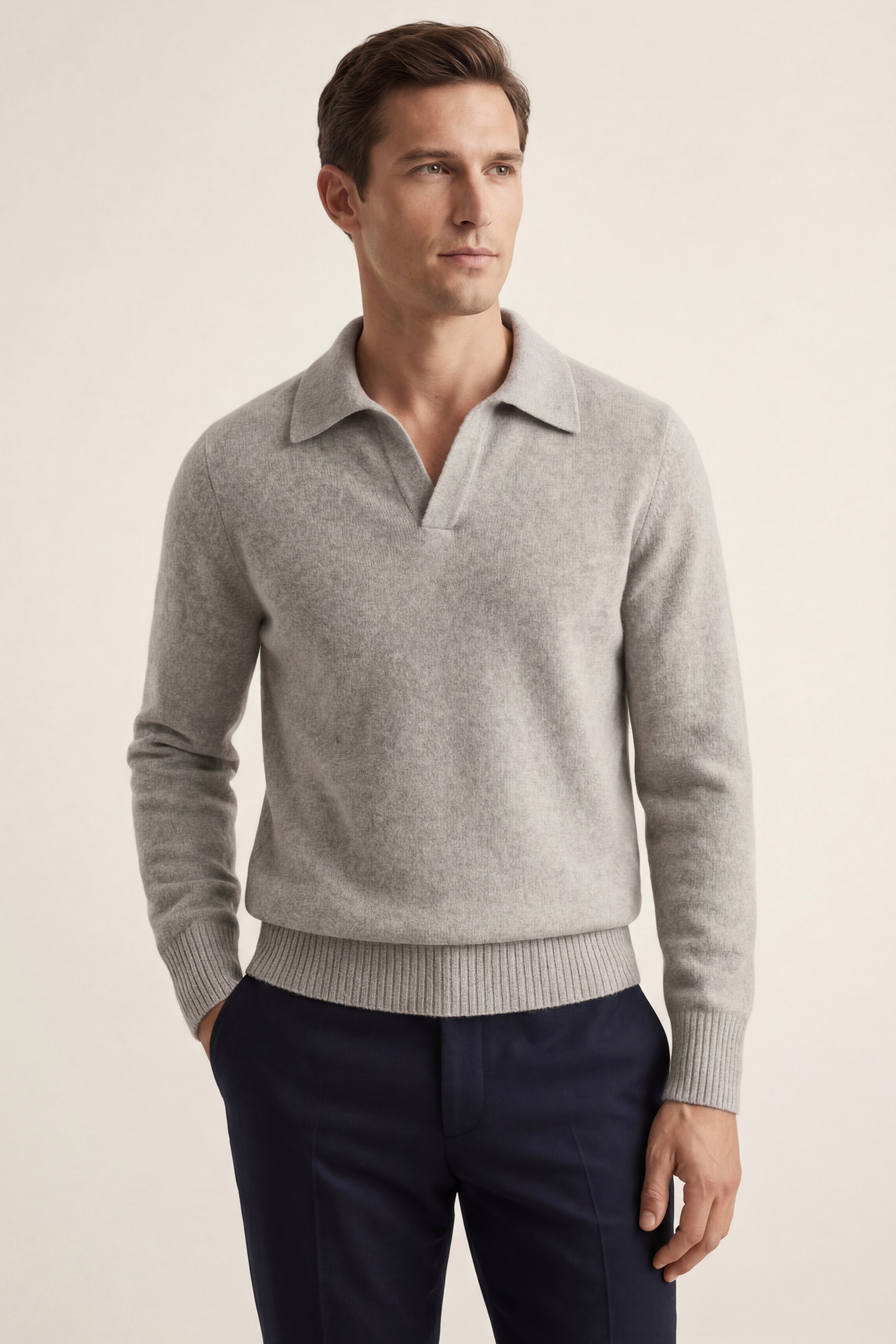 Filandori Cashmere Polo Knit Grey