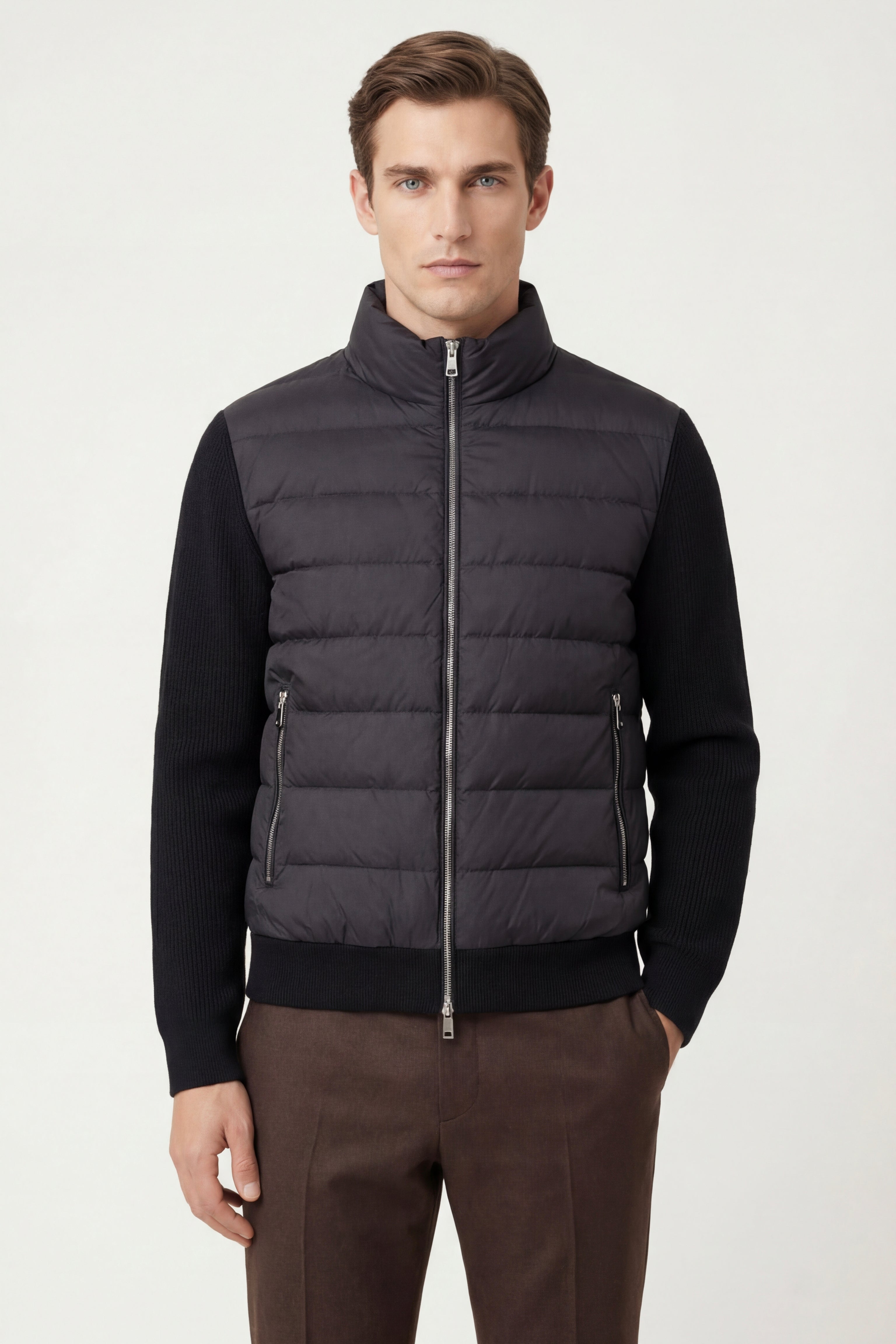 Parma Quilted Knit Hybrid Jacket Black
