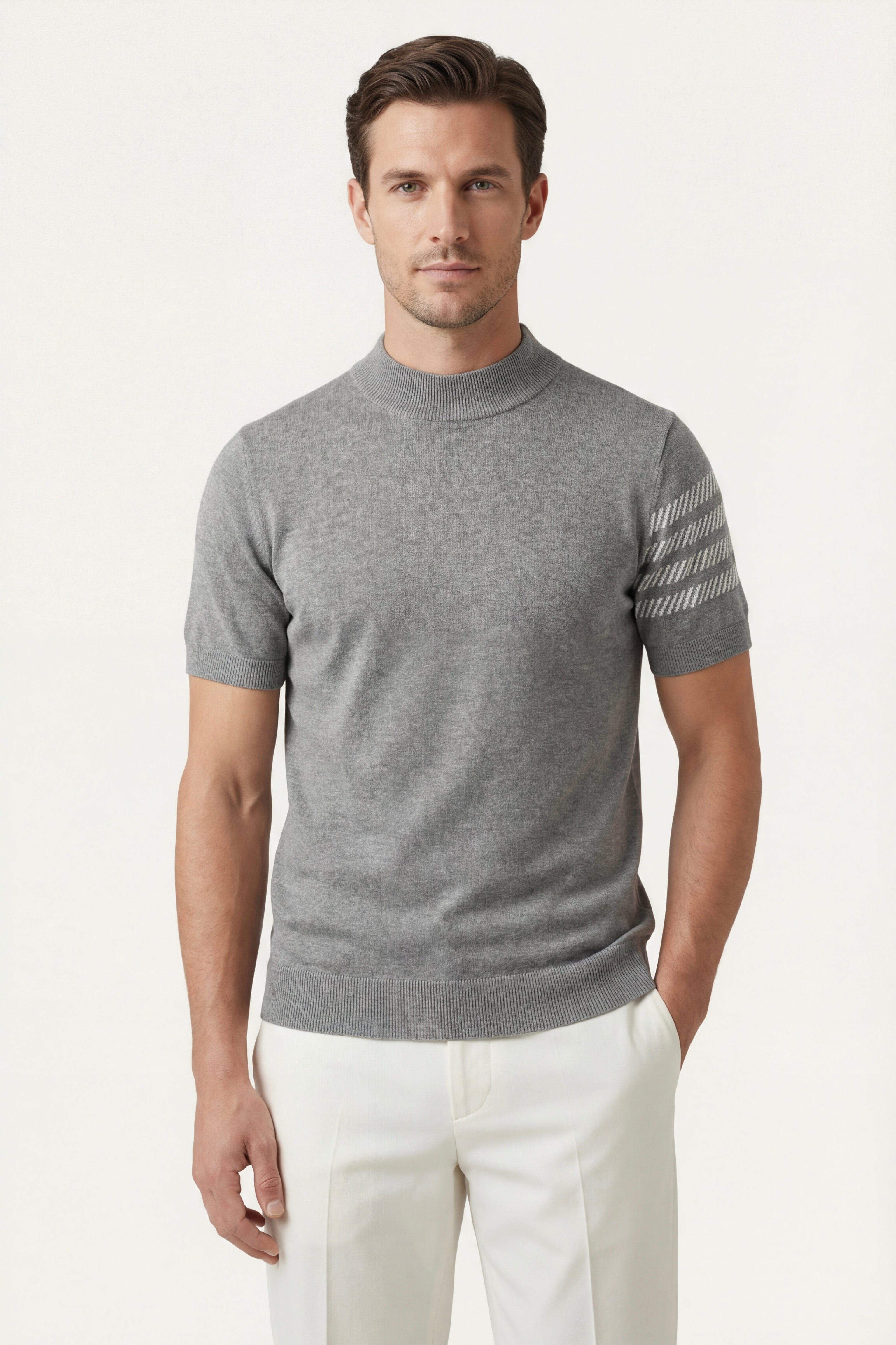 Viterbo Cotton Mercerized T-Shirt Light Grey
