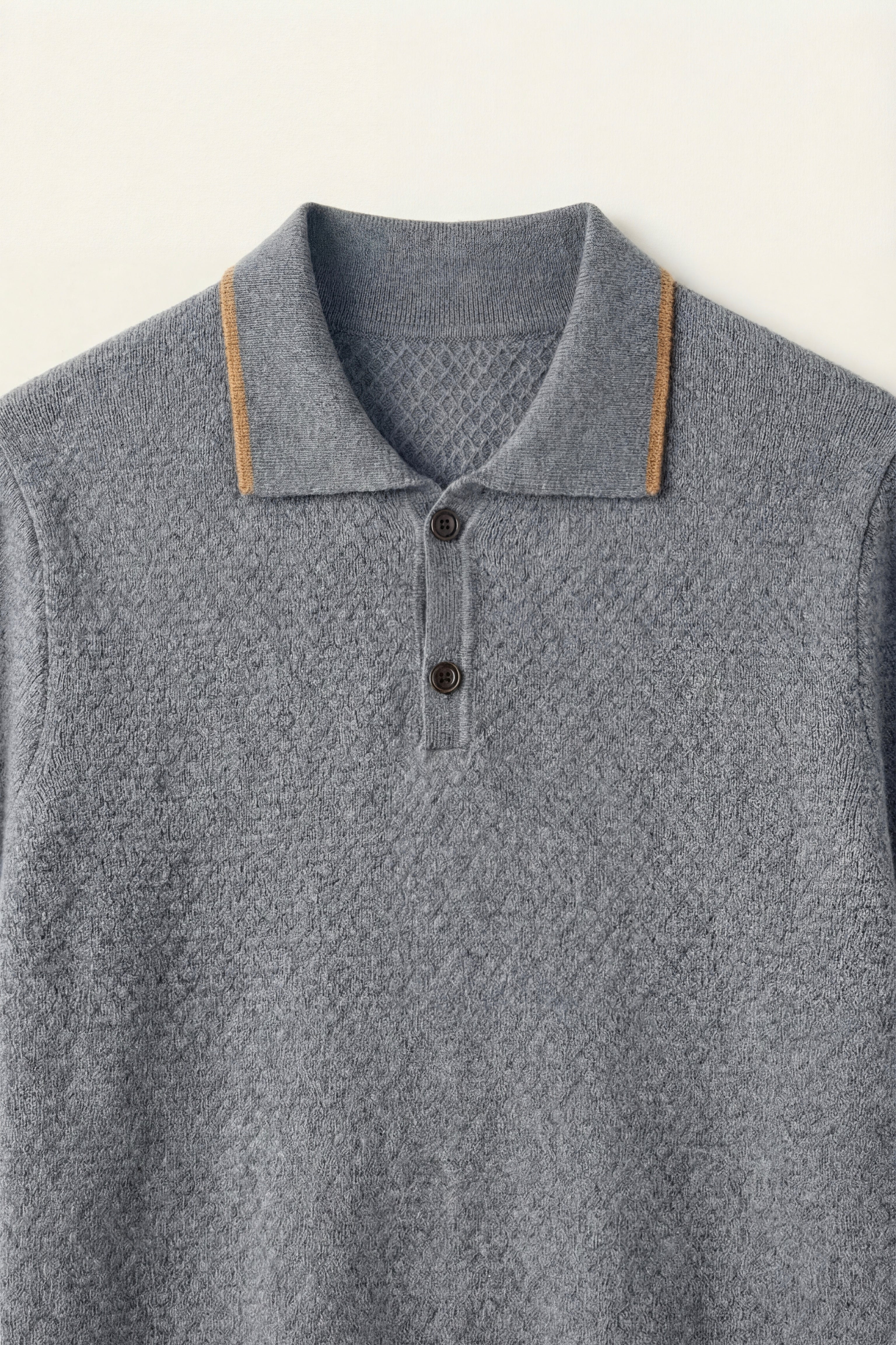 Prato Cashmere Knit Polo Ash Blue