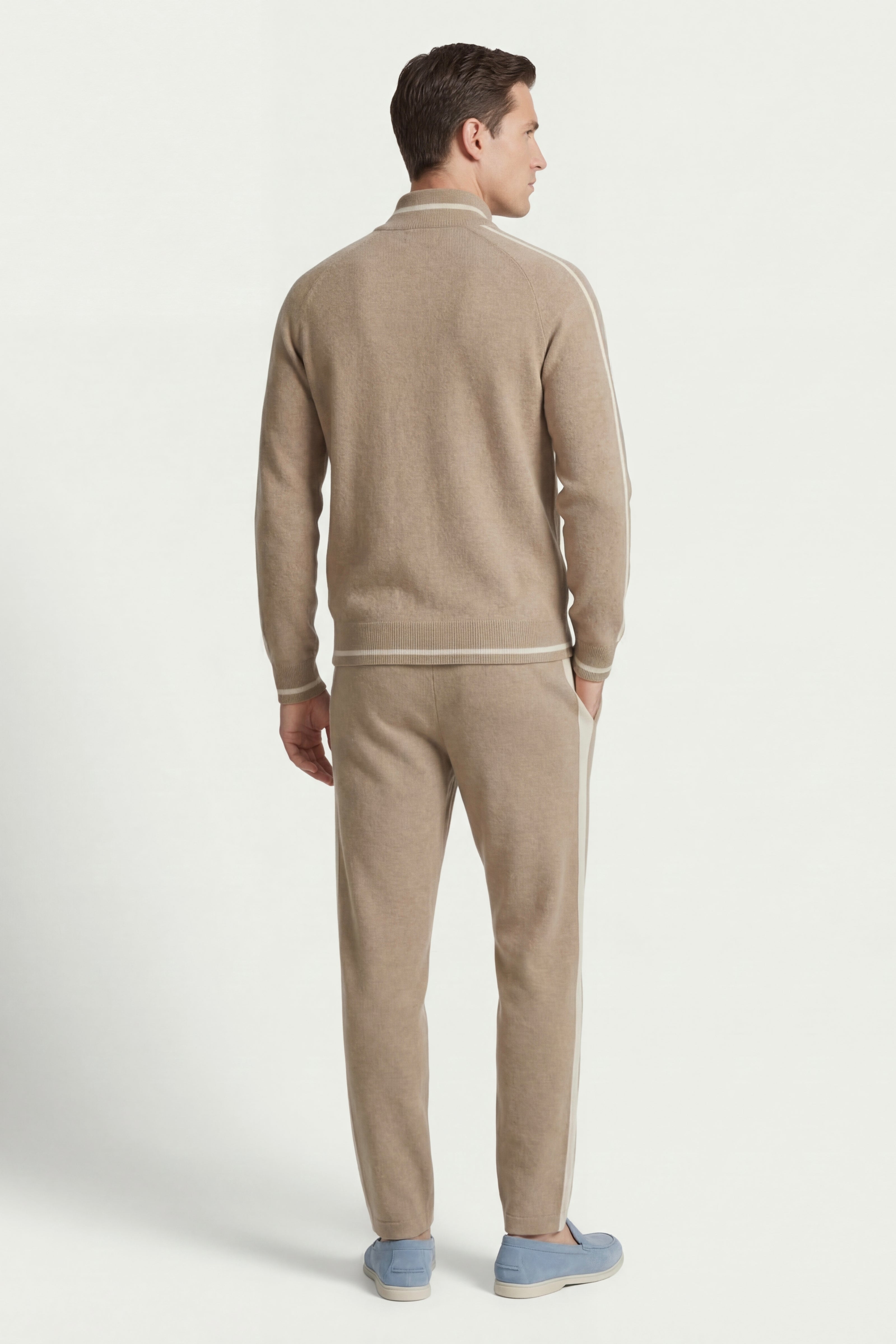 Enzo Cashmere Full-Zip Set Camel