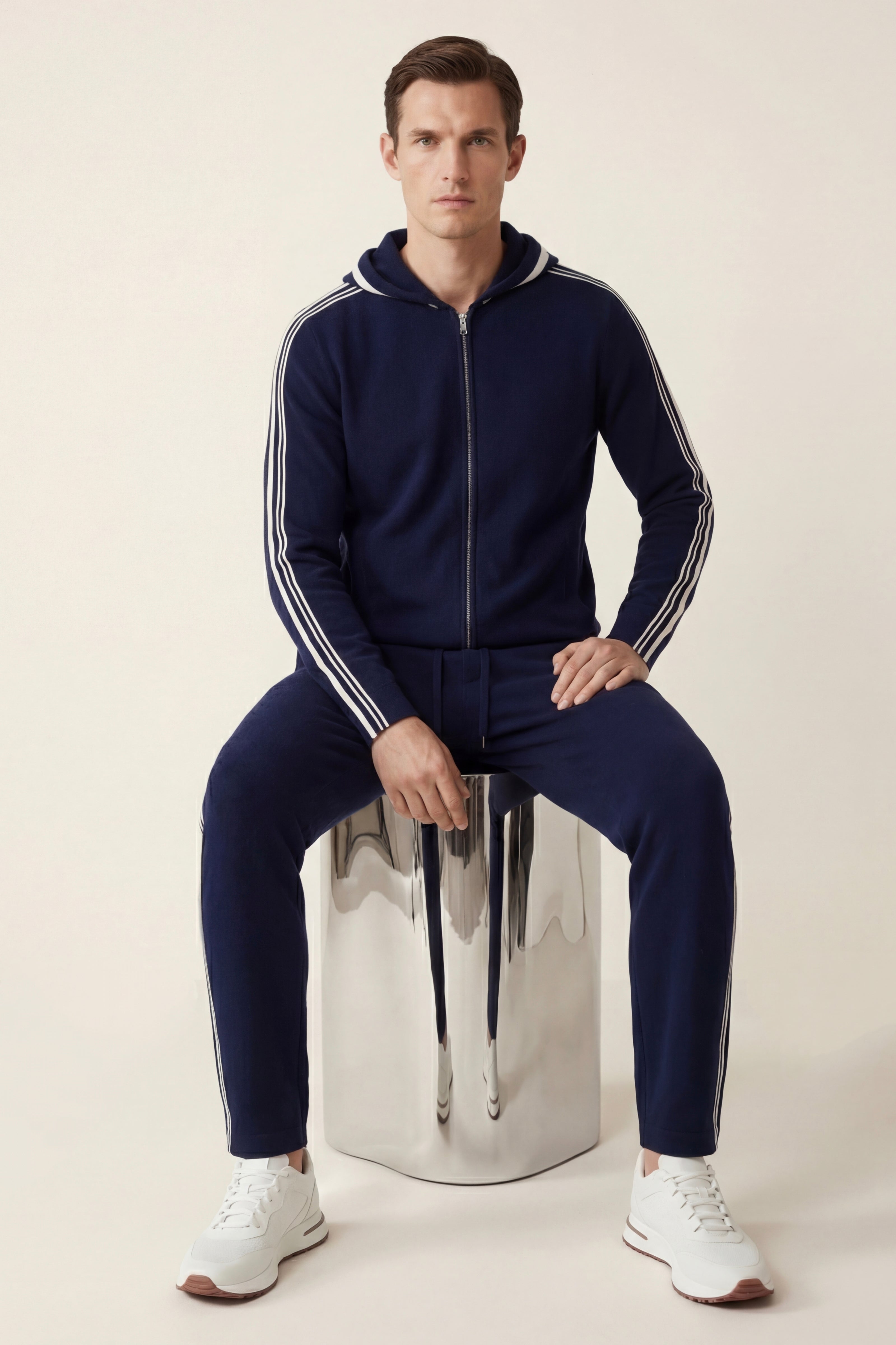 Giancarlo Hooded Zip Set Navy