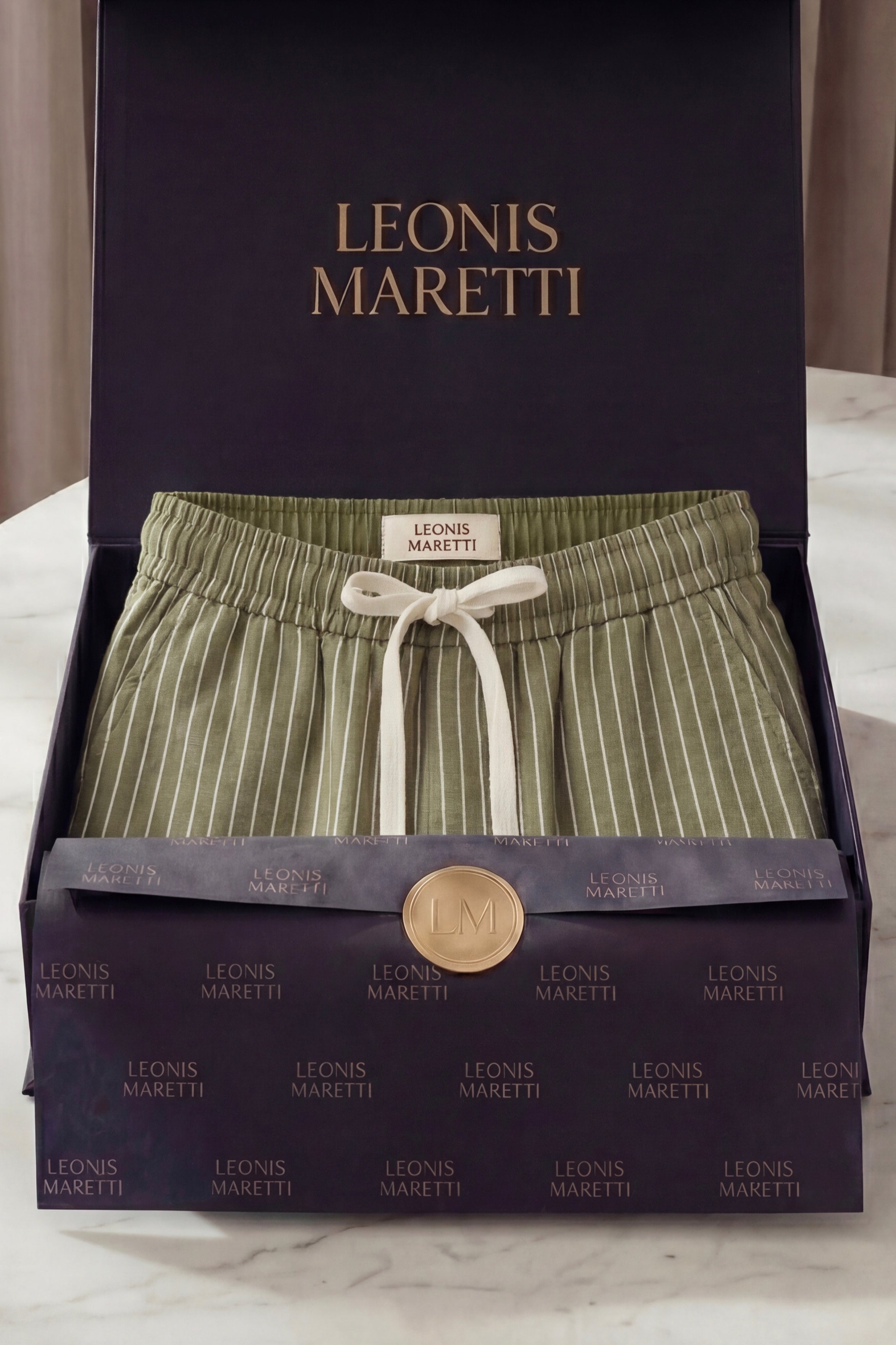 Siena Linen Trousers Olive Stripe