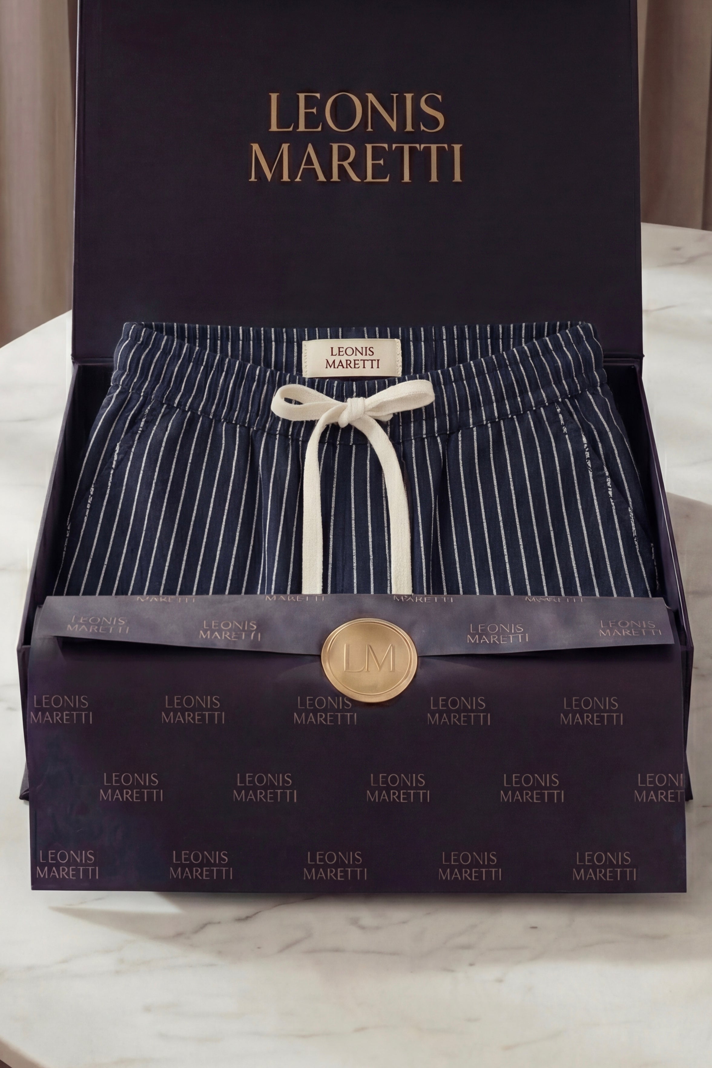Siena Linen Trousers Navy Stripe