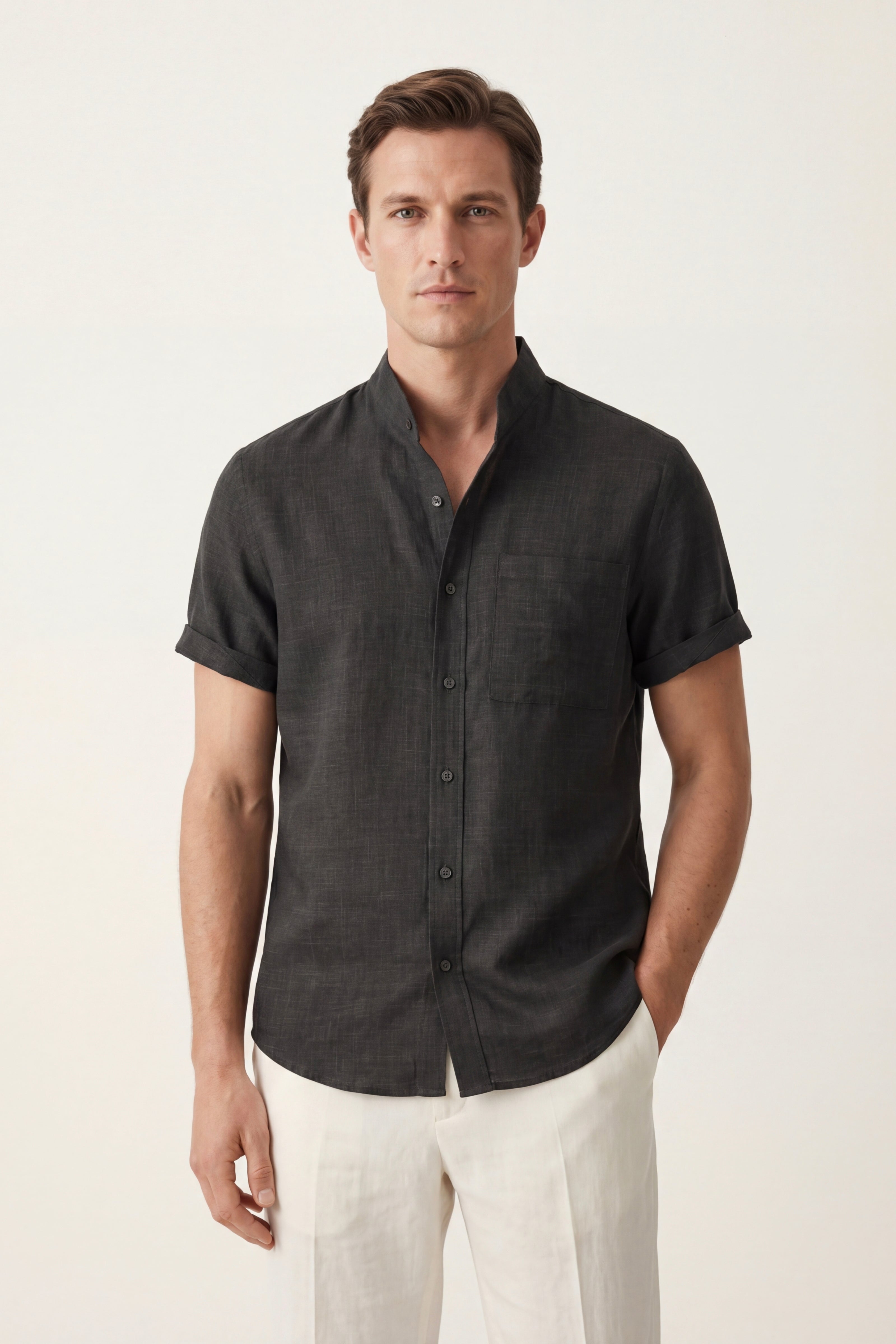 Treviso Linen Short Sleeve Black