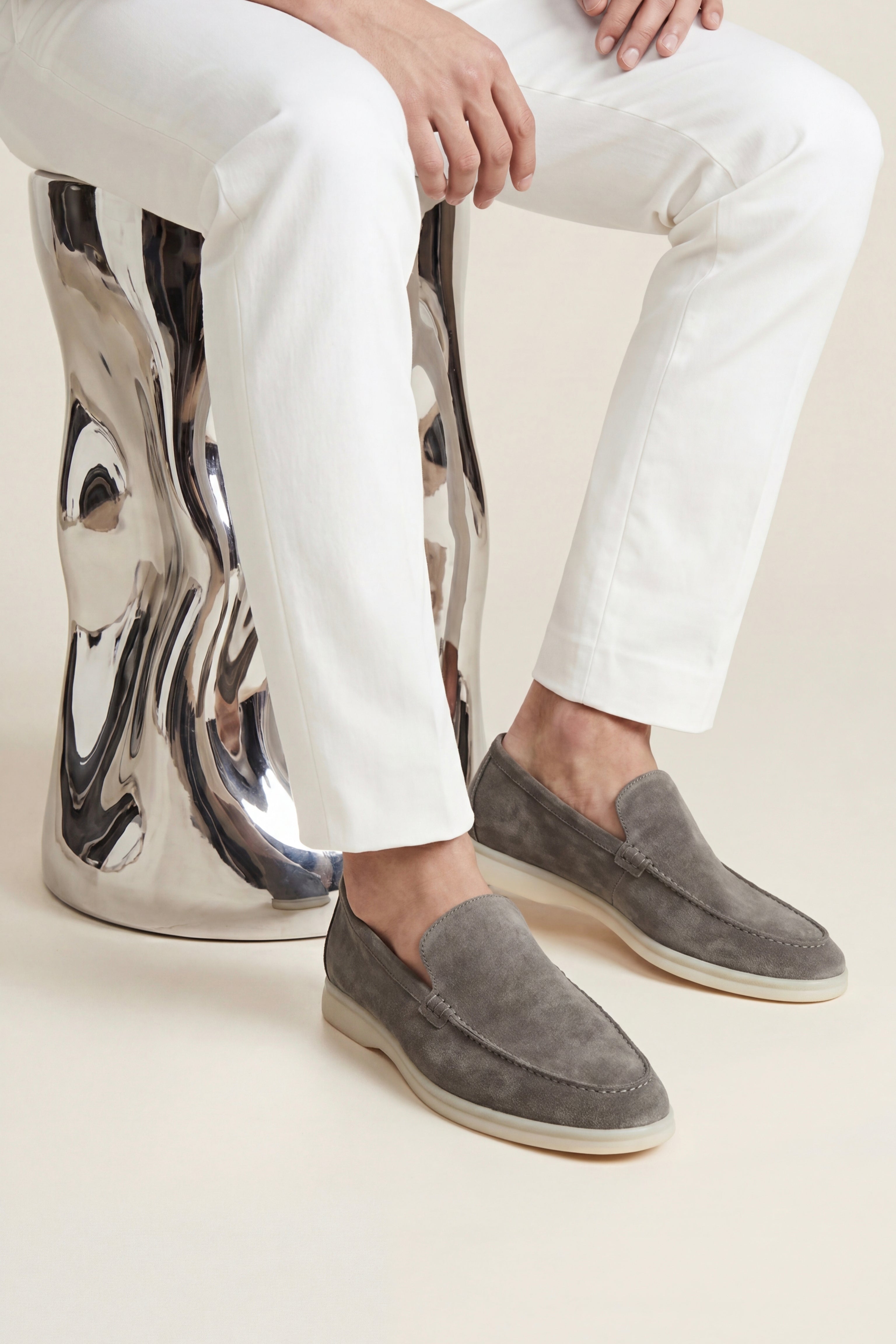 Filandori Suede Loafers Taupe Grey