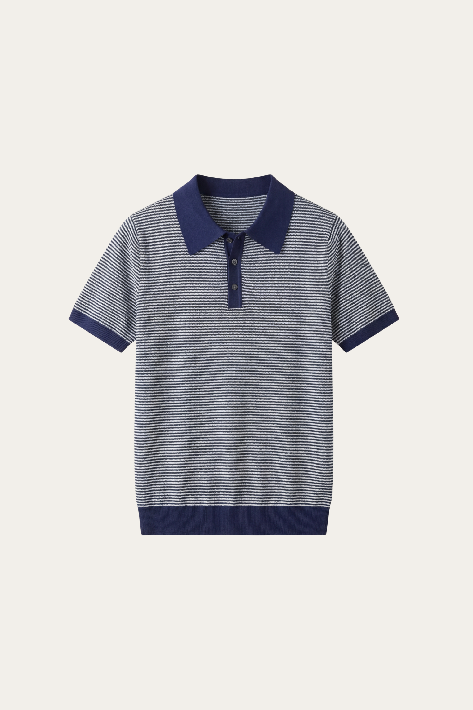 Ravino Panelled Knit Polo Dark Blue