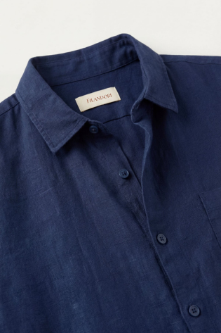 Verona Linen Shirt & Shorts Navy/Beige