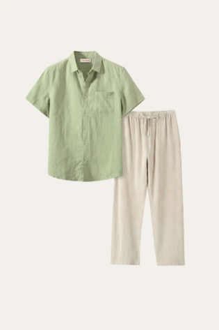 Trento Linen Set Mint Green/Beige