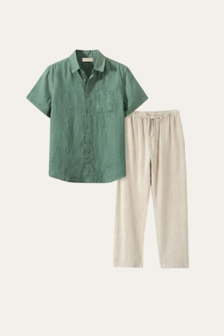 Trento Linen Set Green/Beige