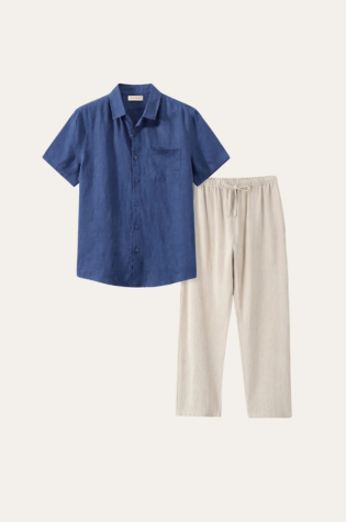 Trento Linen Set Blue/Beige