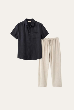 Trento Linen Set Black/Beige