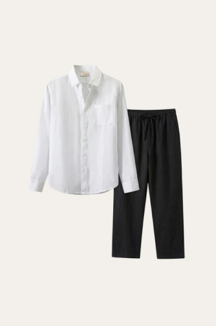 Pisa Linen Set Long Sleeve White/Black