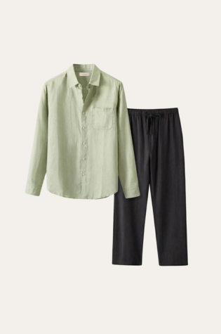 Pisa Linen Set Long Sleeve Mint Green/Black