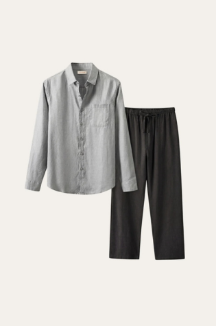 Pisa Linen Set Long Sleeve Grey/Black