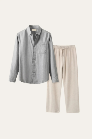 Pisa Linen Set Long Sleeve Grey/Beige