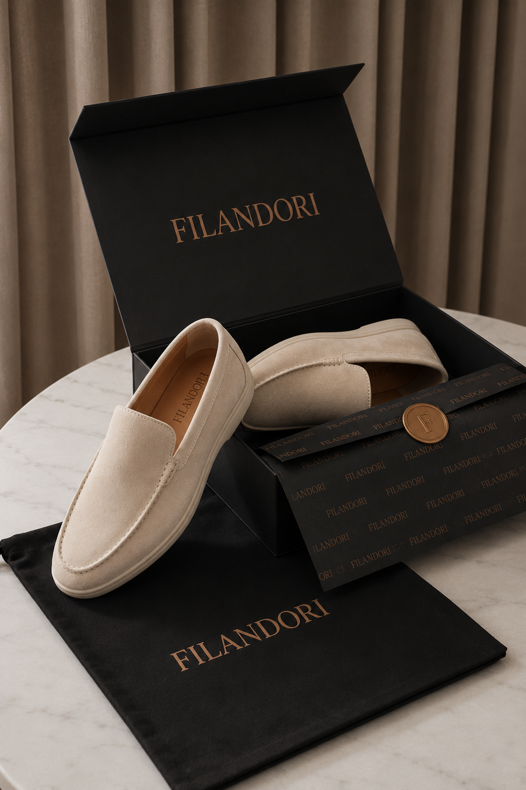 Filandori Suede Loafers Cream