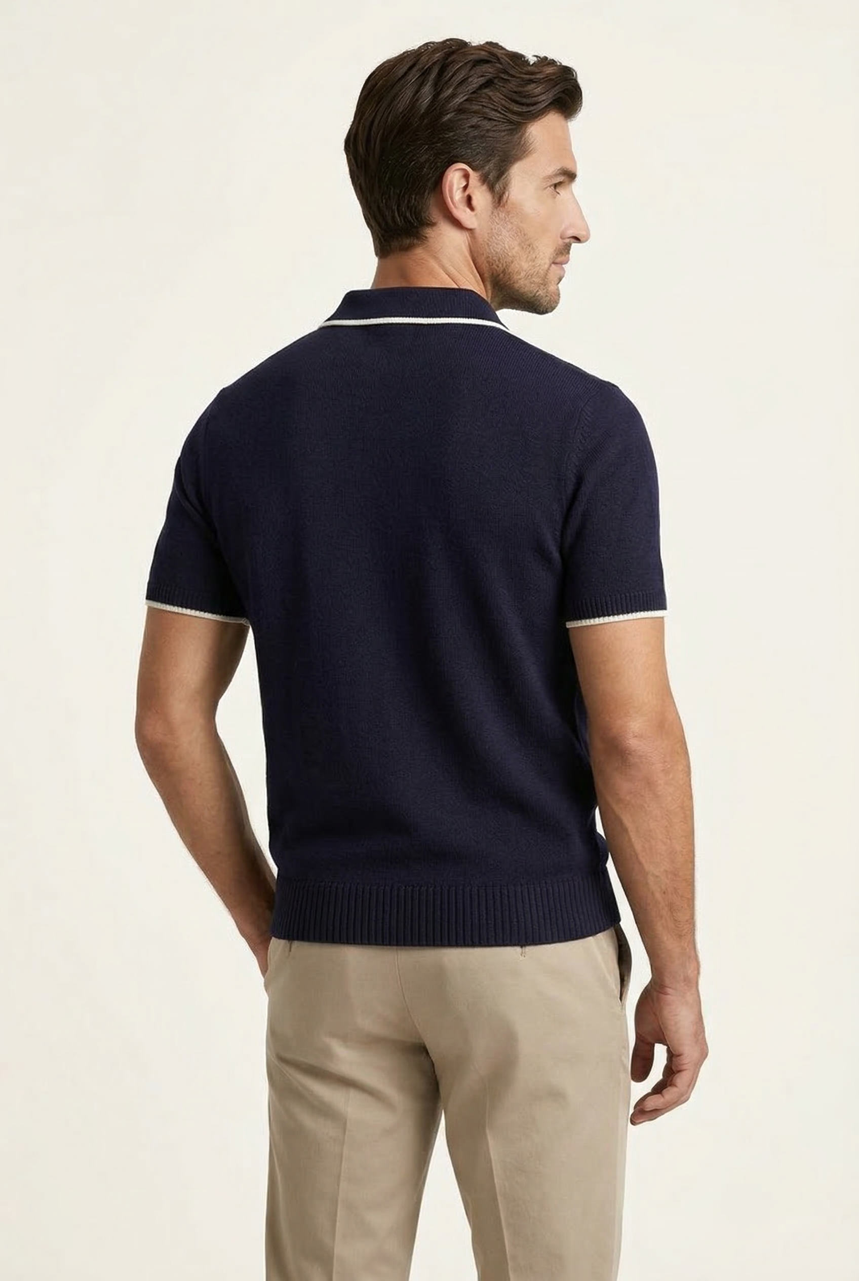 Rivoro Knitted Polo Navy